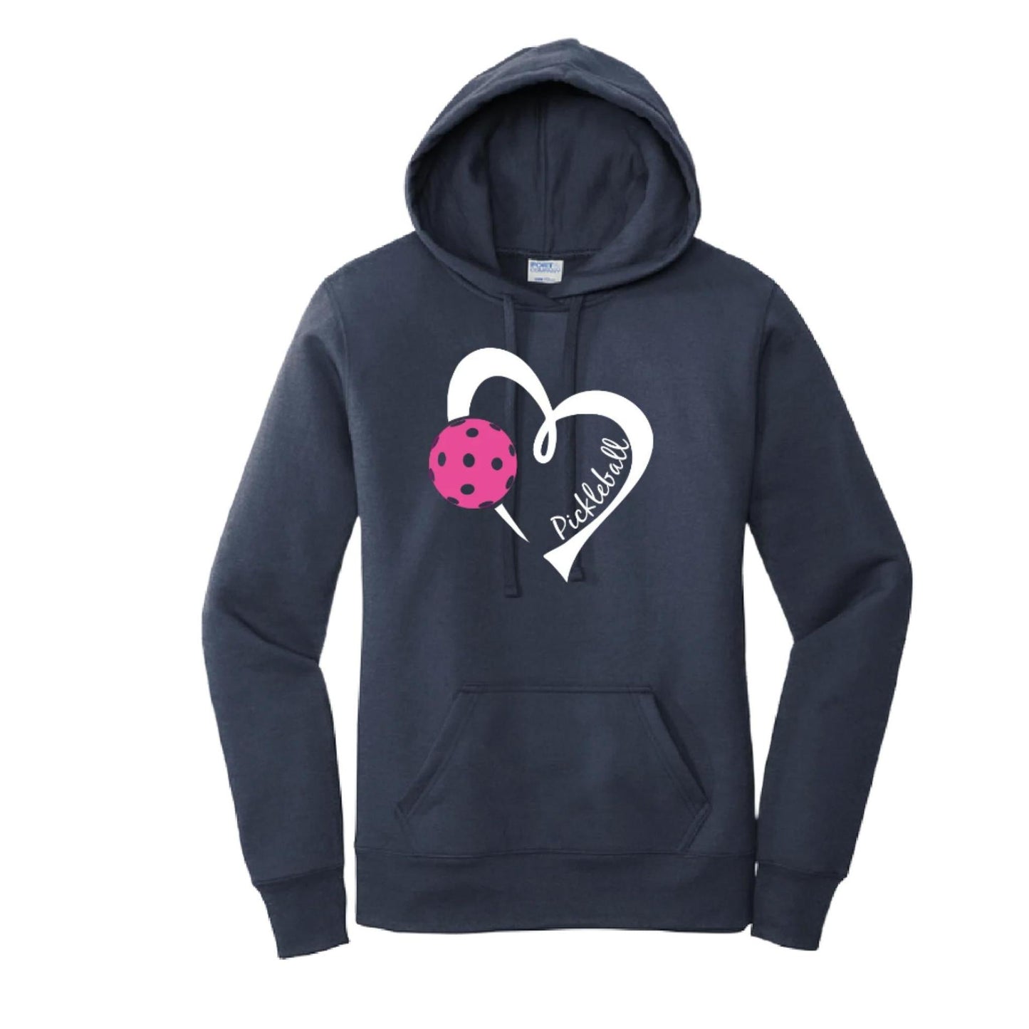 Pickleball Love (Pink) | Women’s Fitted Hoodie Pickleball Sweatshirt | 50% Cotton 50% Poly Fleece