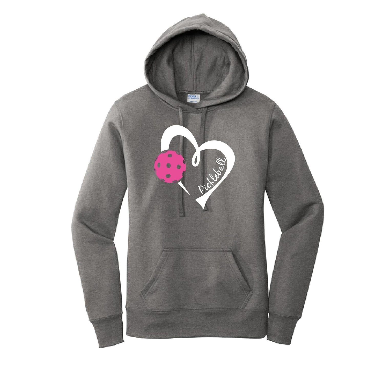 Pickleball Love (Pink) | Women’s Fitted Hoodie Pickleball Sweatshirt | 50% Cotton 50% Poly Fleece