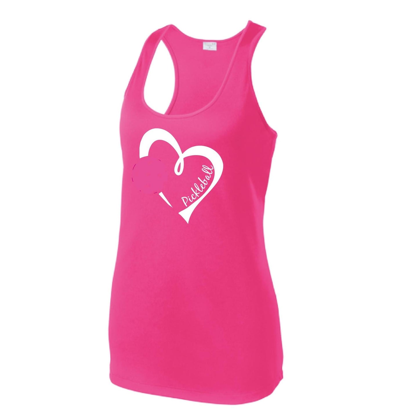Pickleball Love (Pink) | Women's Racerback Pickleball Performance Tank | 100% Polyester