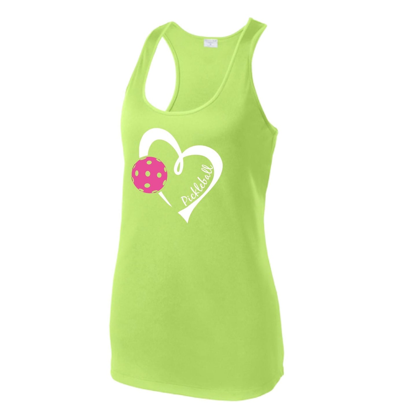 Pickleball Love (Pink) | Women's Racerback Pickleball Performance Tank | 100% Polyester