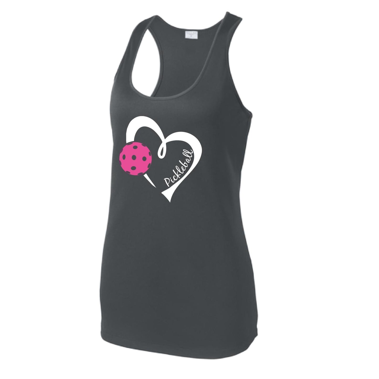 Pickleball Love (Pink) | Women's Racerback Pickleball Performance Tank | 100% Polyester
