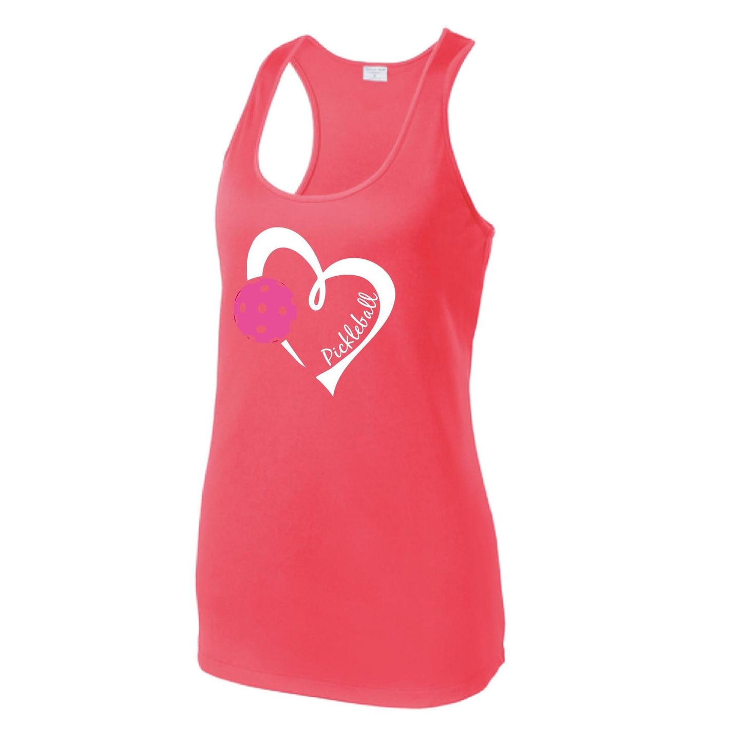 Pickleball Love (Pink) | Women's Racerback Pickleball Performance Tank | 100% Polyester