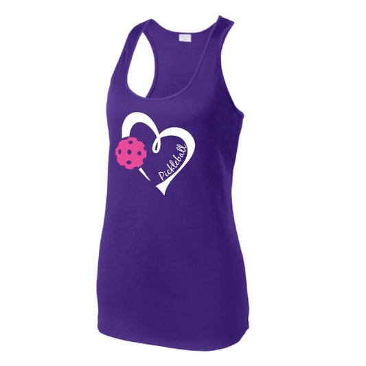 Pickleball Love (Pink) | Women's Racerback Pickleball Performance Tank | 100% Polyester