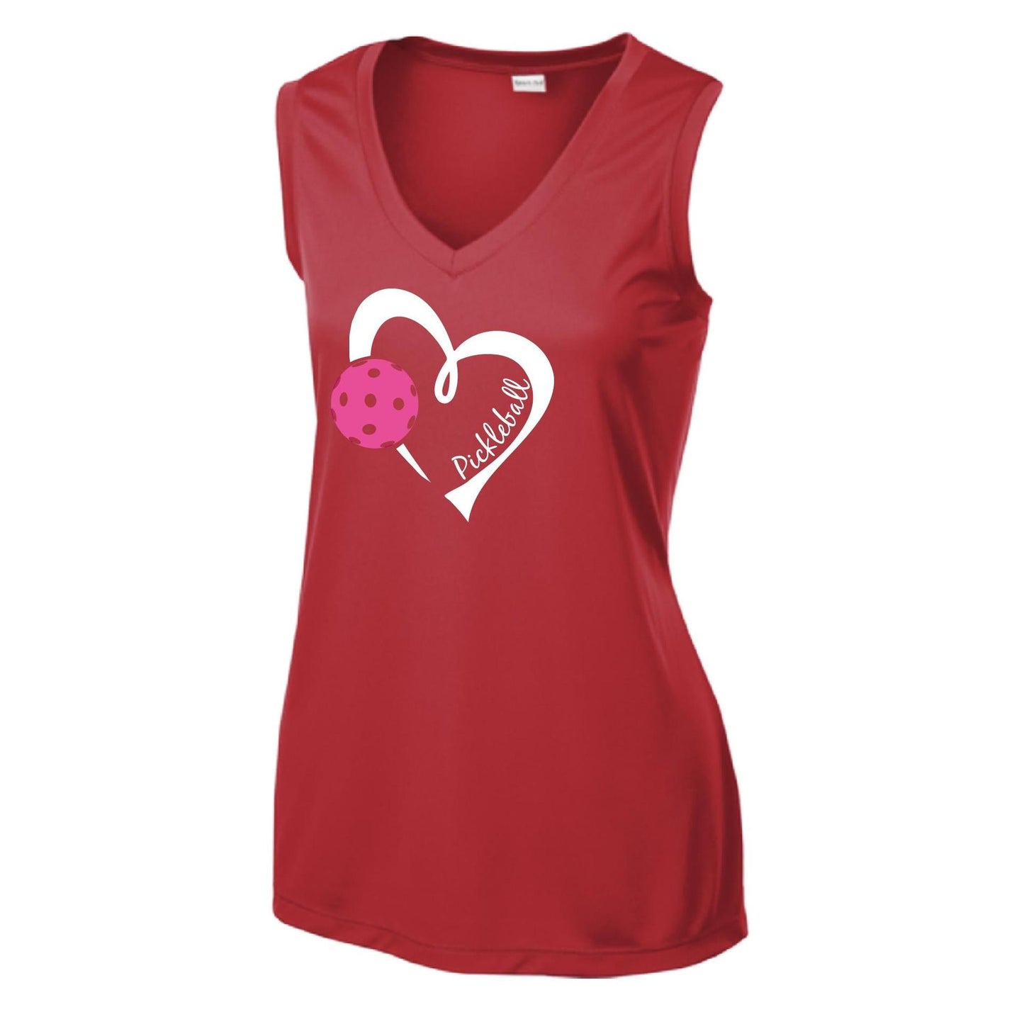 Pickleball Love (Pink) | Women’s Sleeveless Performance T-Shirt | 100% Polyester