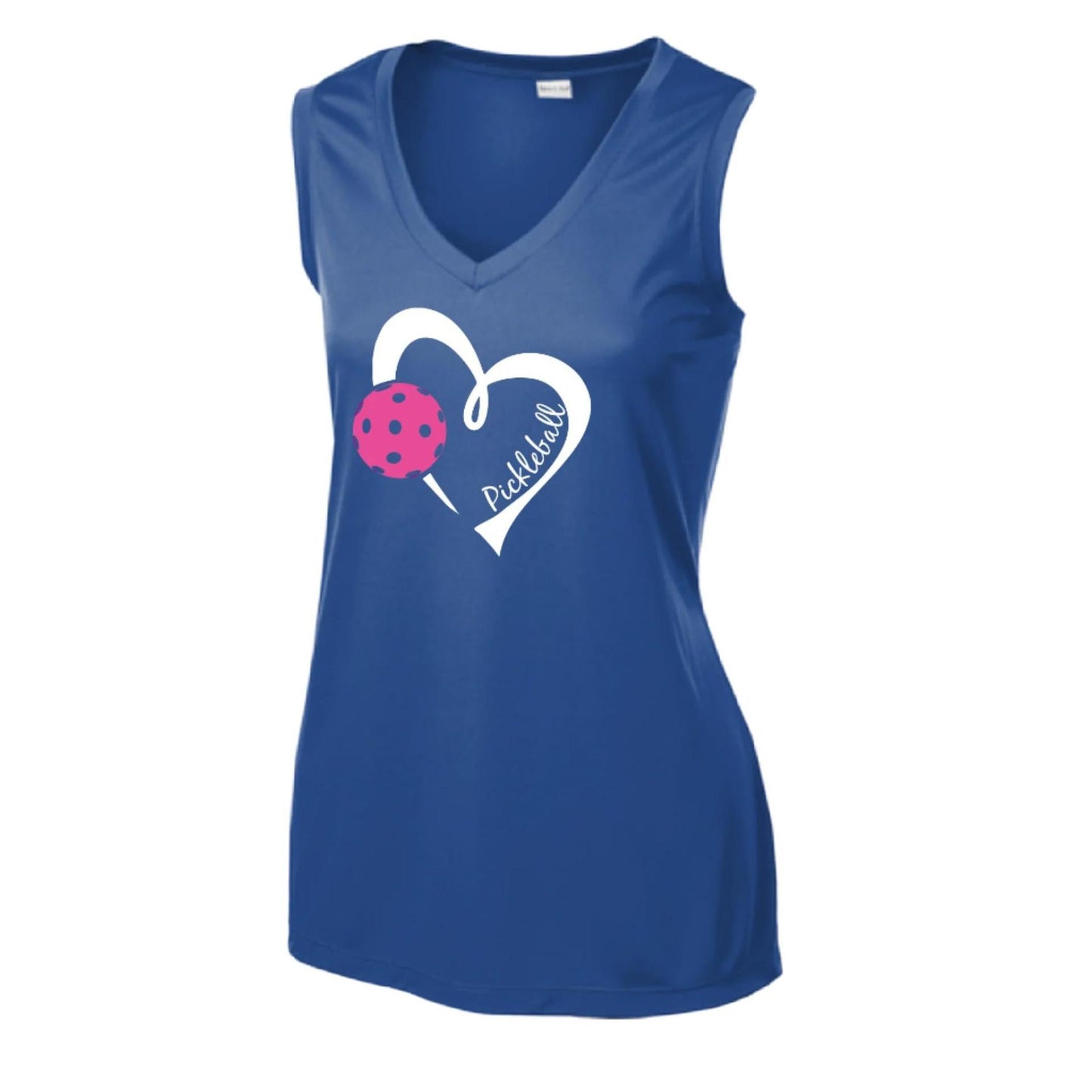 Pickleball Love (Pink) | Women’s Sleeveless Performance T-Shirt | 100% Polyester