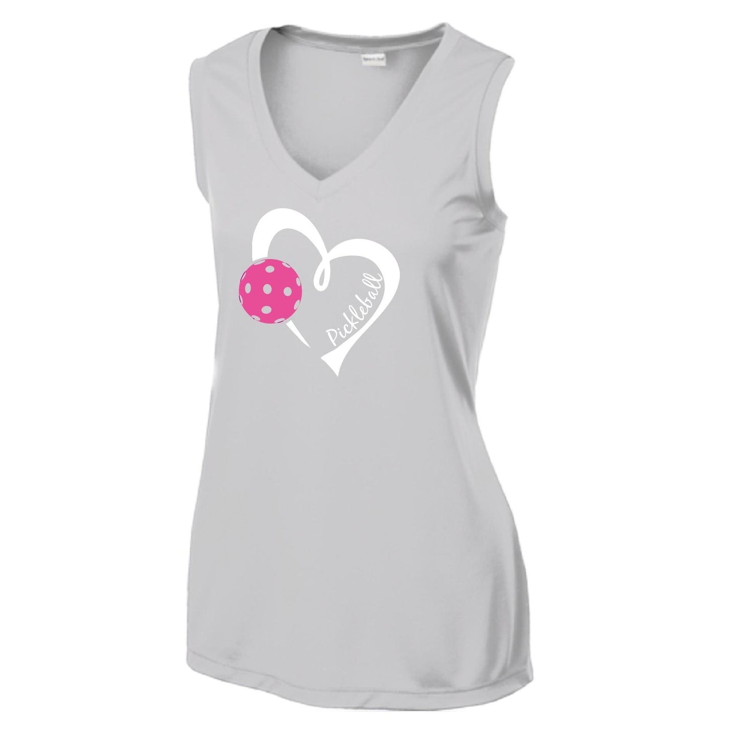 Pickleball Love (Pink) | Women’s Sleeveless Performance T-Shirt | 100% Polyester