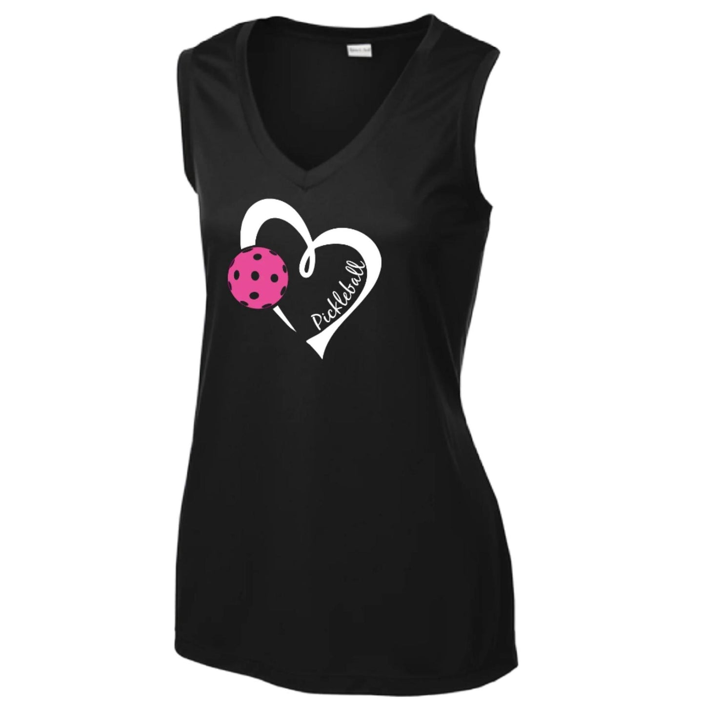 Pickleball Love (Pink) | Women’s Sleeveless Performance T-Shirt | 100% Polyester