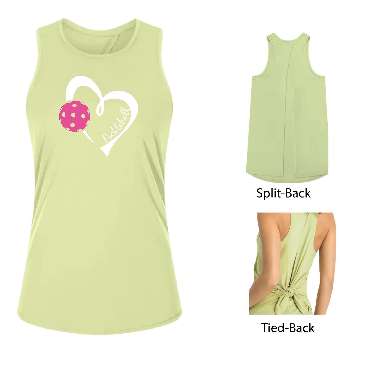 Pickleball Love (Pink)| Women's Split Back or Tied Back Pickleball Performance Tank | 80/20 Nylon Spandex Mix