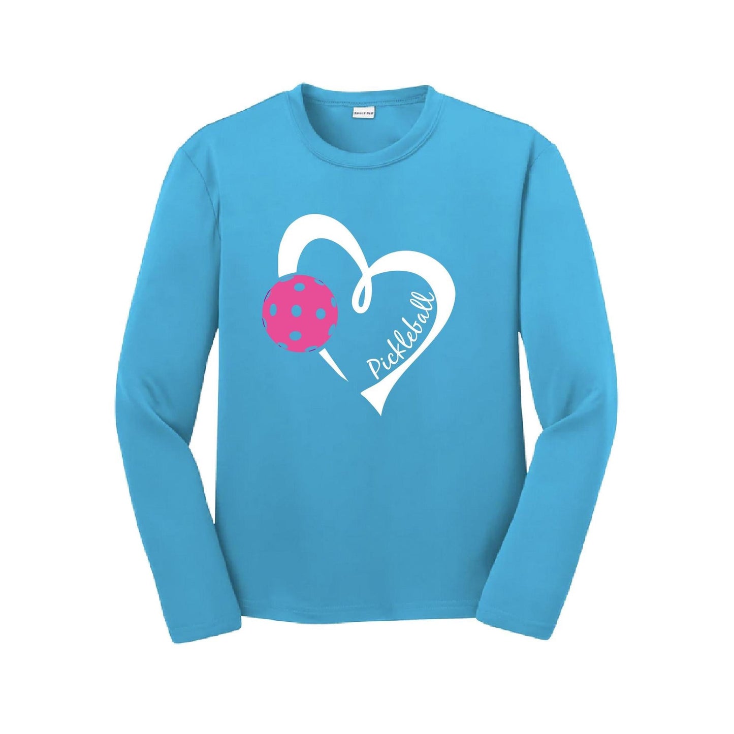 Pickleball Love (Pink) | Youth Long Sleeve Pickleball Performance T-Shirts | 100% Polyester