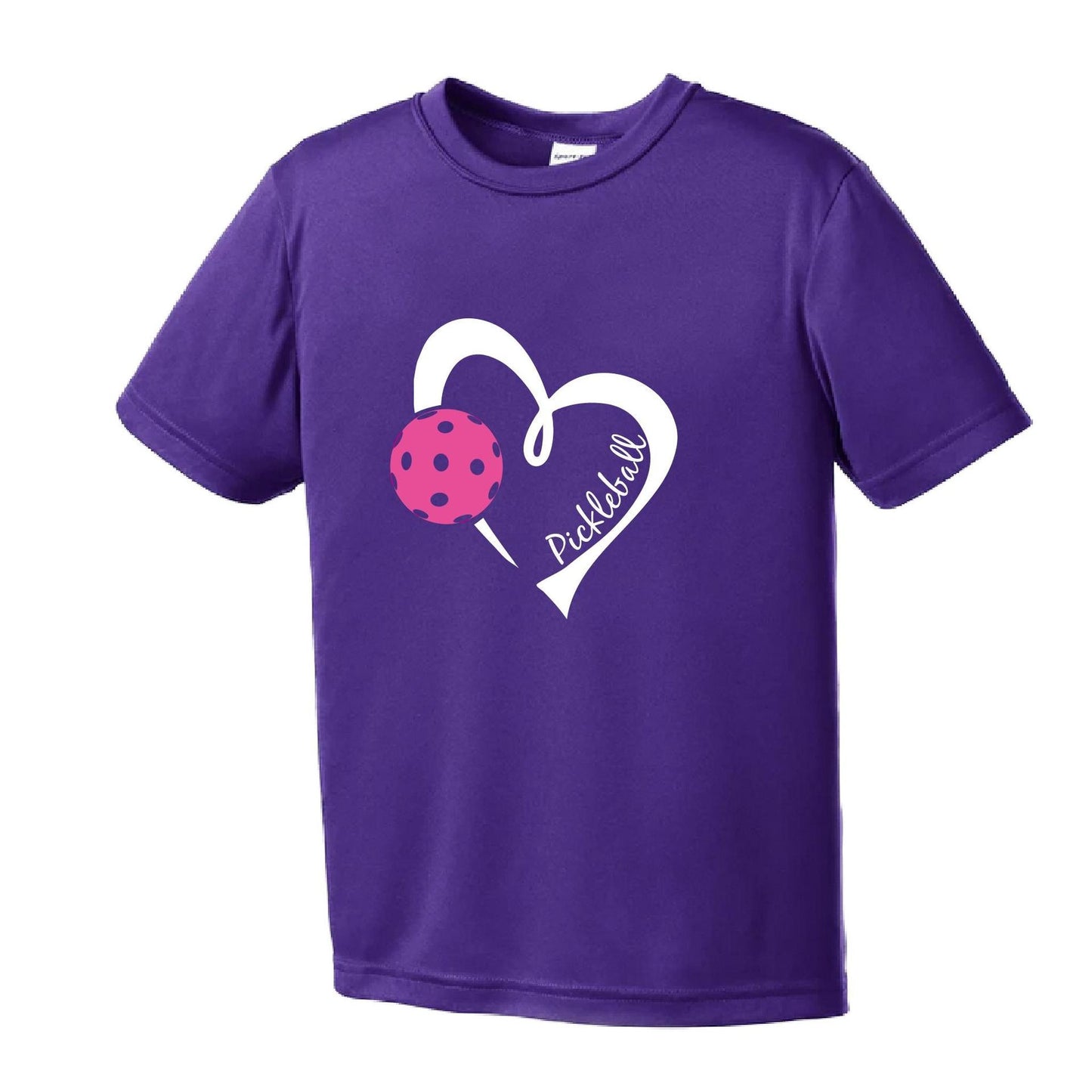 Pickleball Love (Pink) | Youth Short Sleeve Pickleball Performance T-Shirts | 100% Polyester