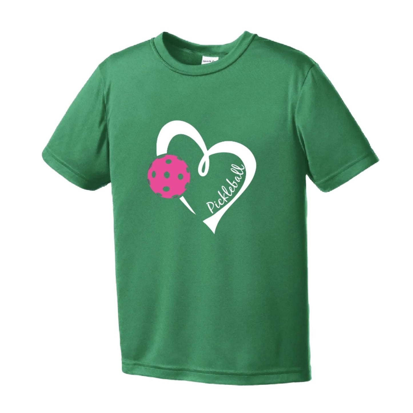 Pickleball Love (Pink) | Youth Short Sleeve Pickleball Performance T-Shirts | 100% Polyester