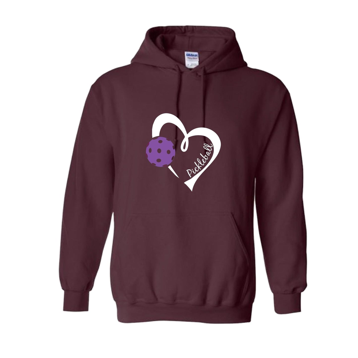 Pickleball Love (Purple) | Unisex Hoodie Pickleball Sweatshirt | 50% Cotton 50% Polyester