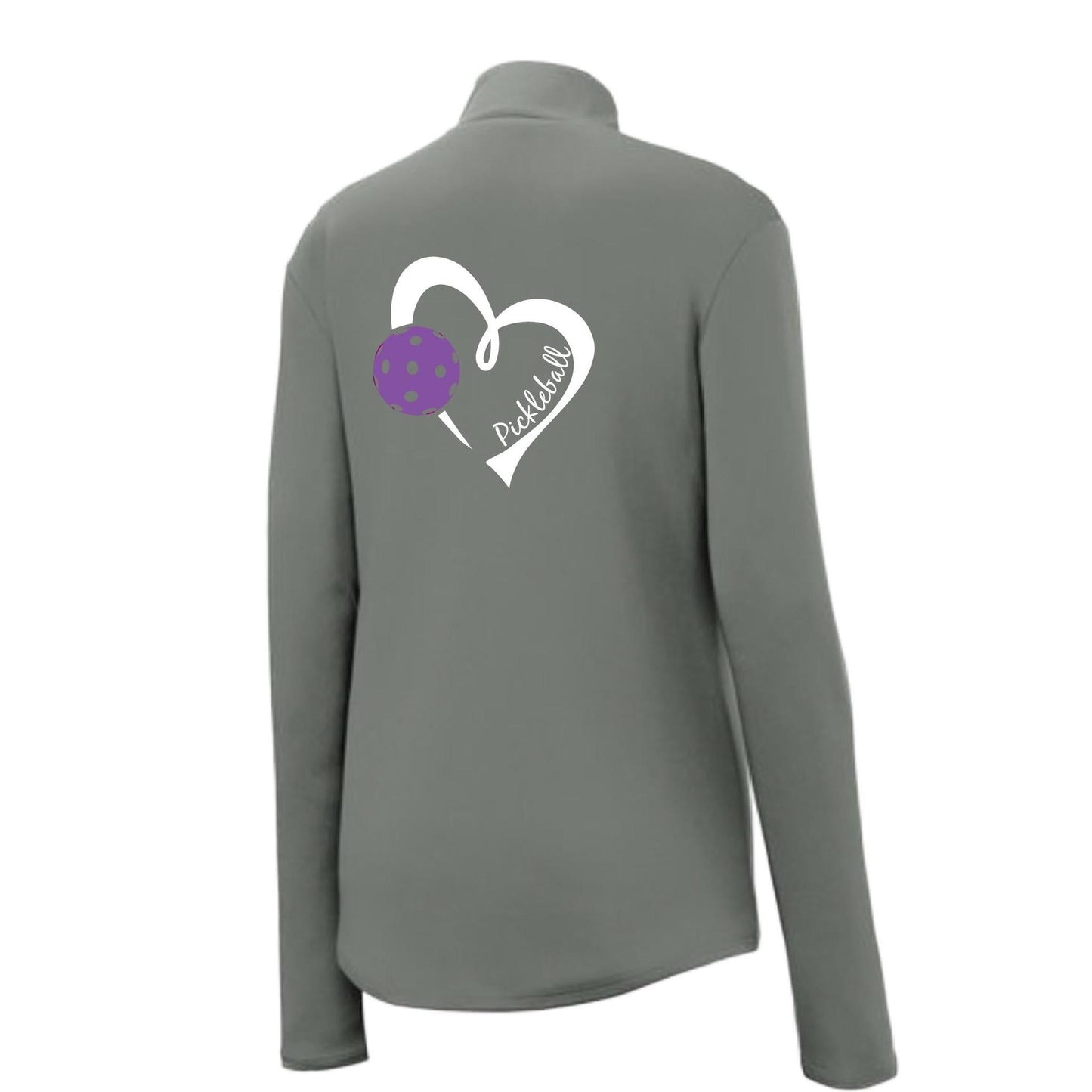 Pickleball Love (Purple) | Women's 1/4 Zip Pullover Athletic Performance Shirt | 100% Polyester