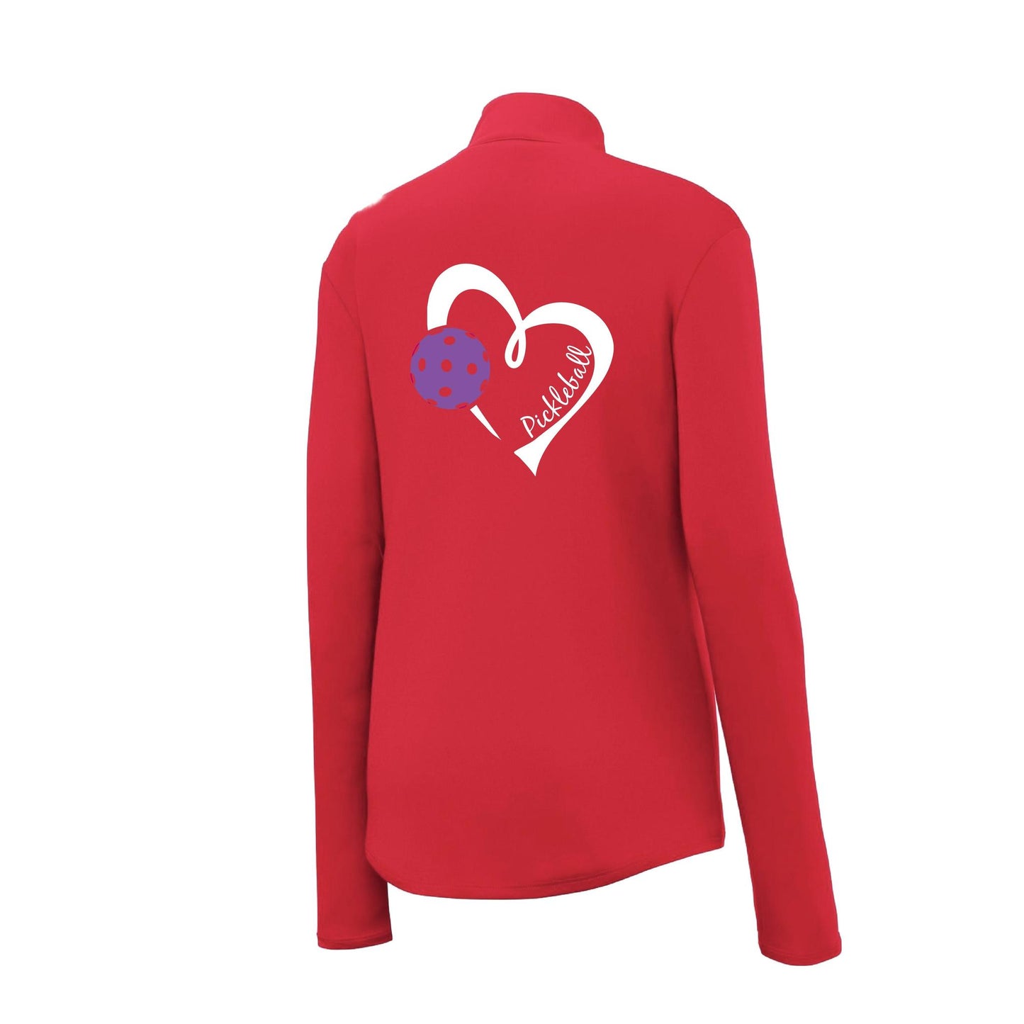 Pickleball Love (Purple) | Women's 1/4 Zip Pullover Athletic Performance Shirt | 100% Polyester