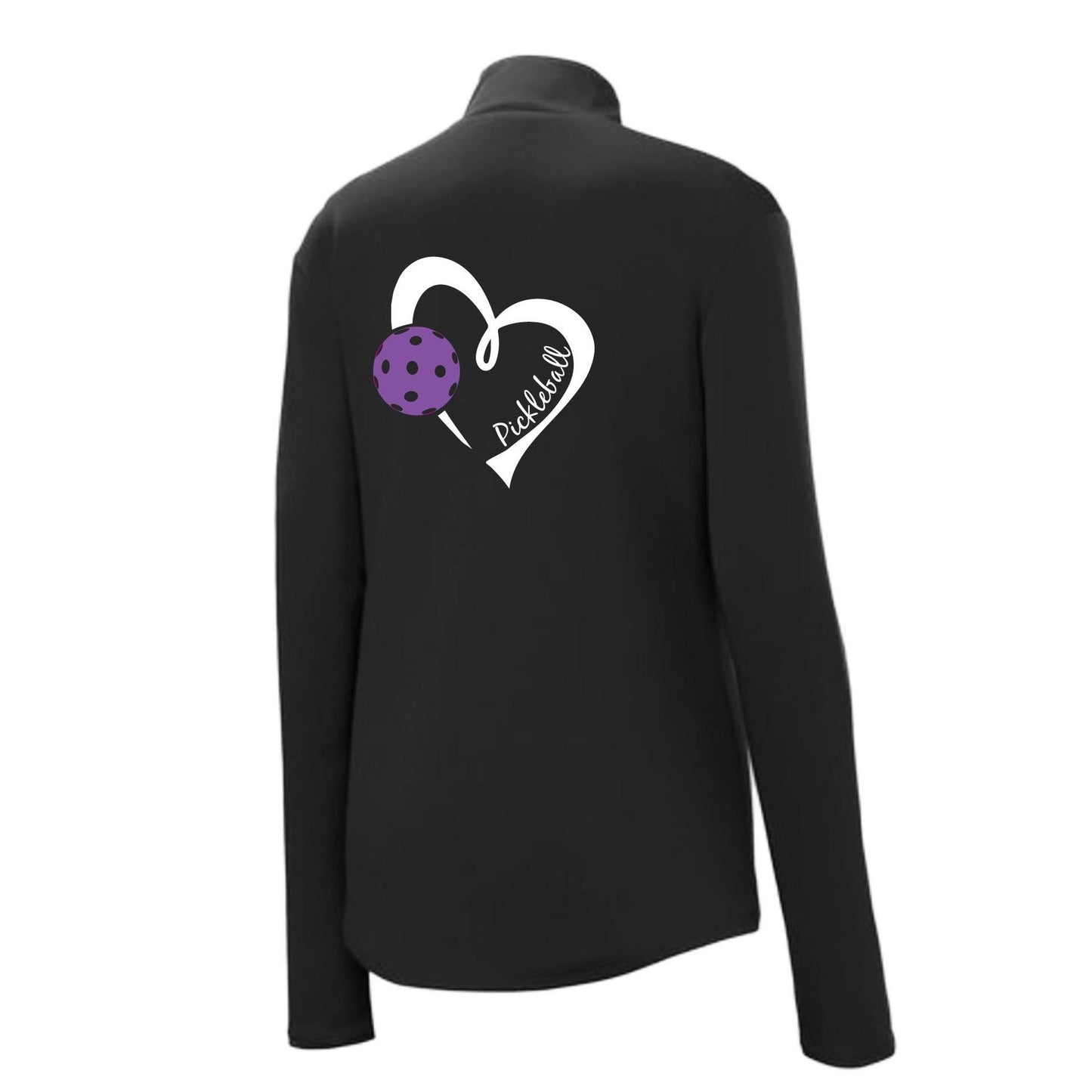 Pickleball Love (Purple) | Women's 1/4 Zip Pullover Athletic Performance Shirt | 100% Polyester