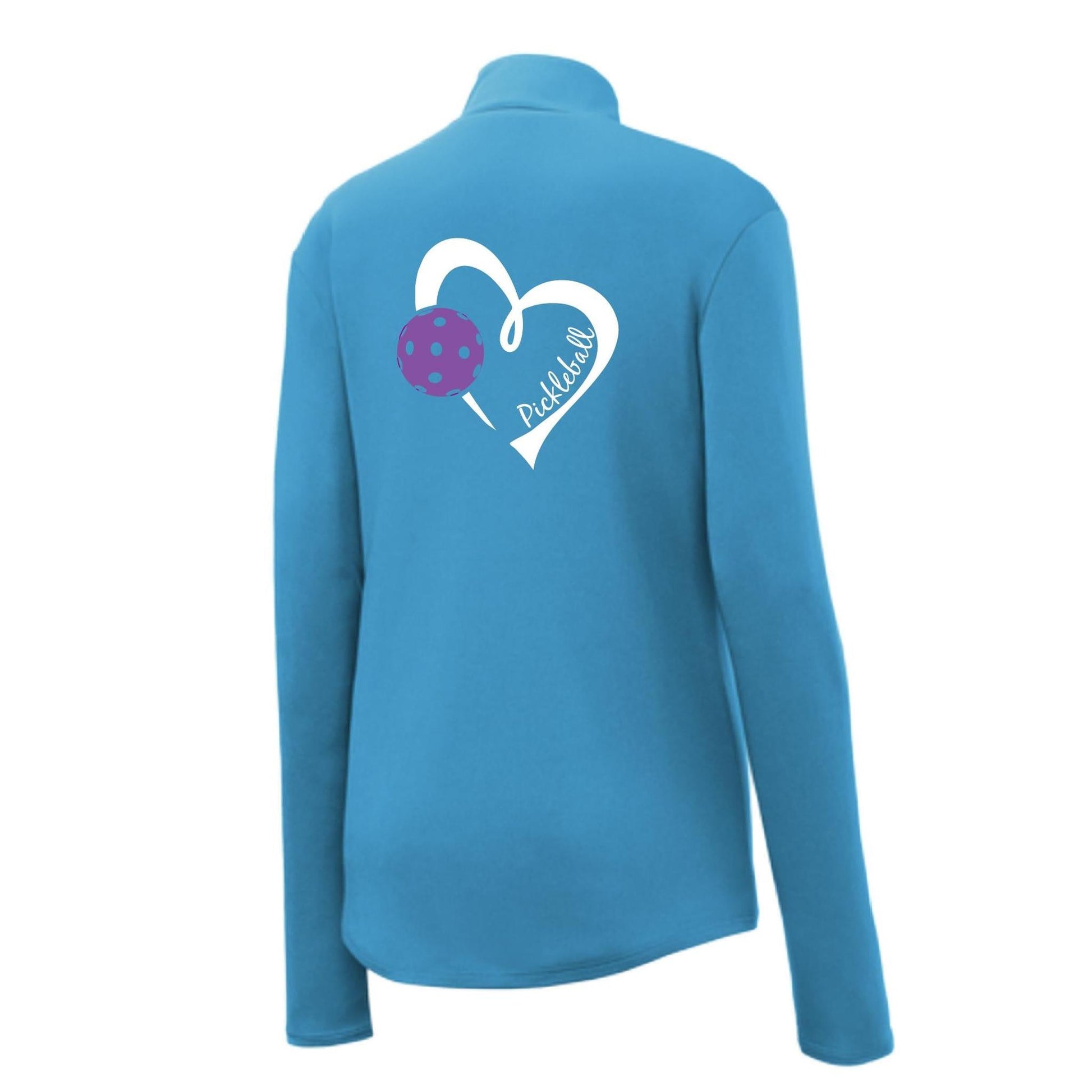 Pickleball Love (Purple) | Women's 1/4 Zip Pullover Athletic Performance Shirt | 100% Polyester