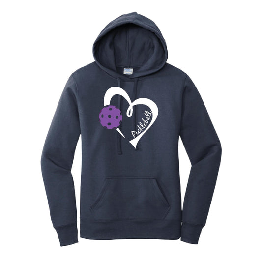 Pickleball Love (Purple) | Women’s Fitted Hoodie Pickleball Sweatshirt | 50% Cotton 50% Poly Fleece