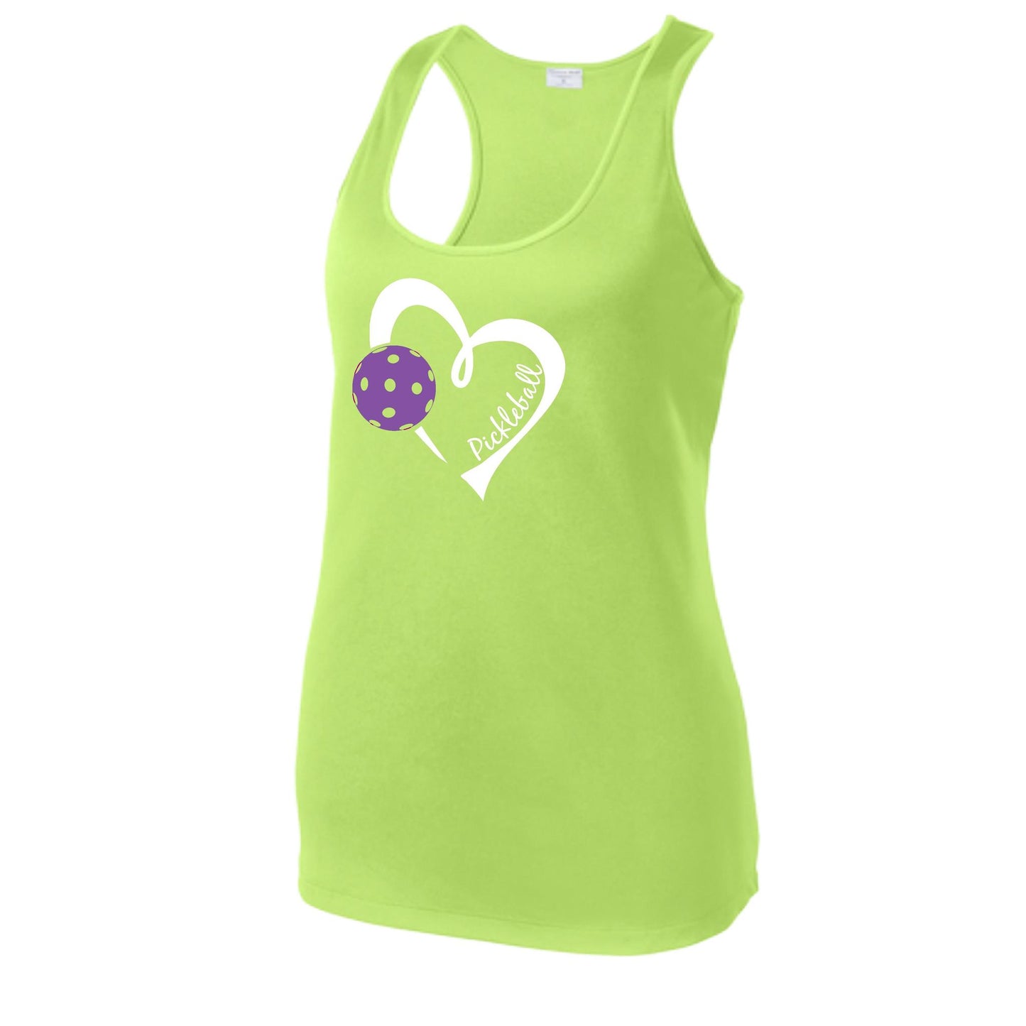 Pickleball Love (Purple) | Women's Racerback Pickleball Performance Tank | 100% Polyester