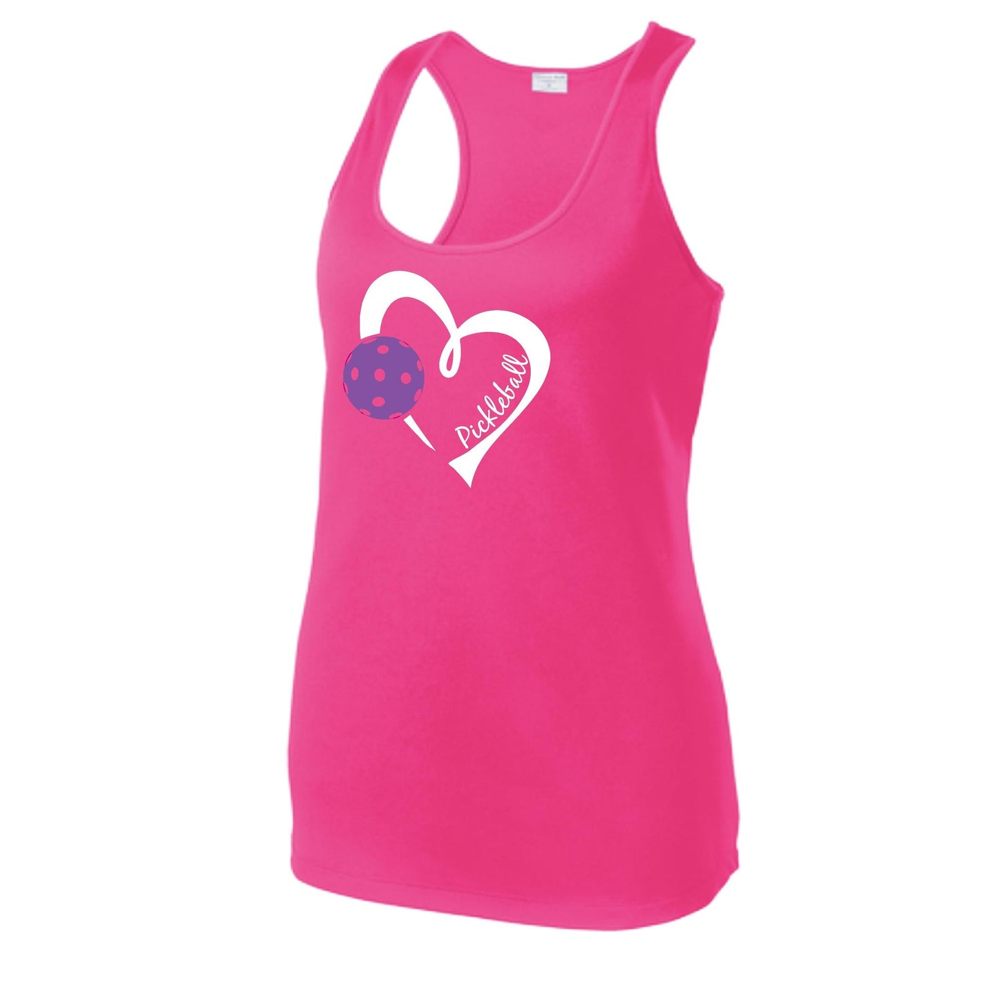 Pickleball Love (Purple) | Women's Racerback Pickleball Performance Tank | 100% Polyester