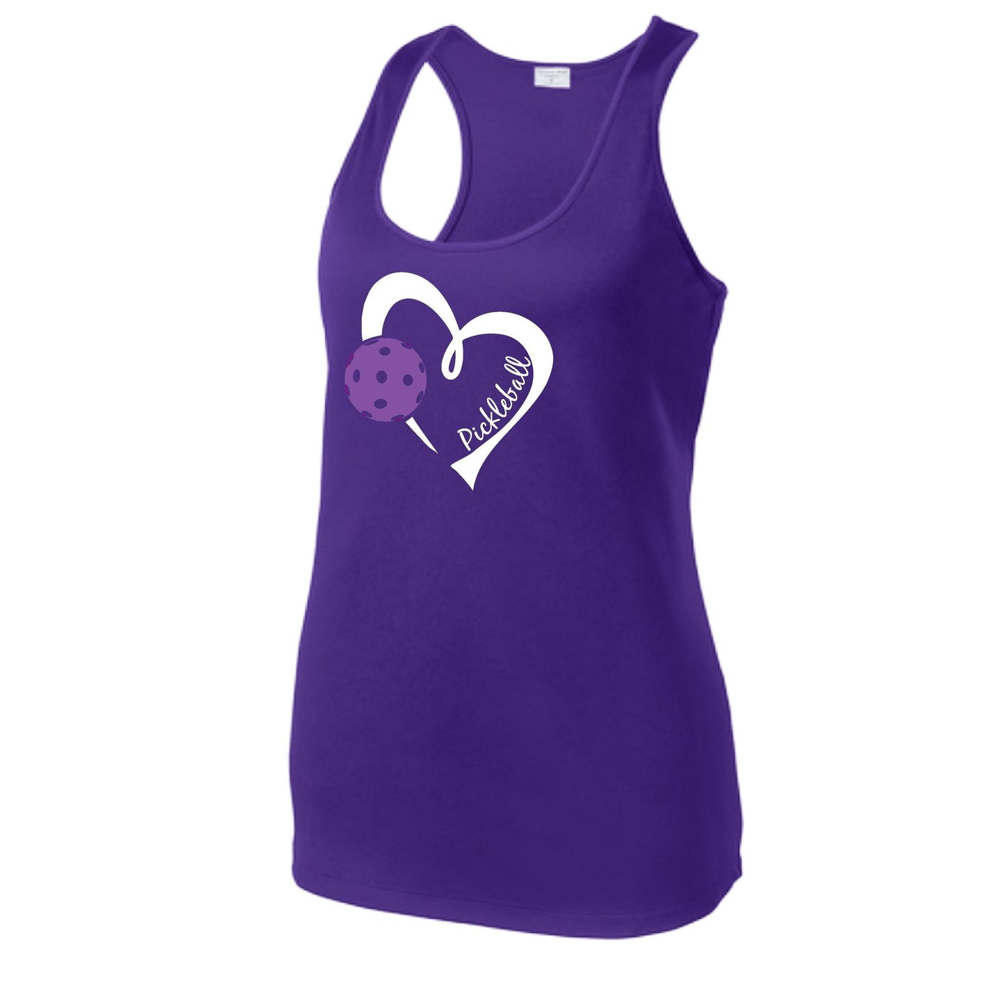 Pickleball Love (Purple) | Women's Racerback Pickleball Performance Tank | 100% Polyester