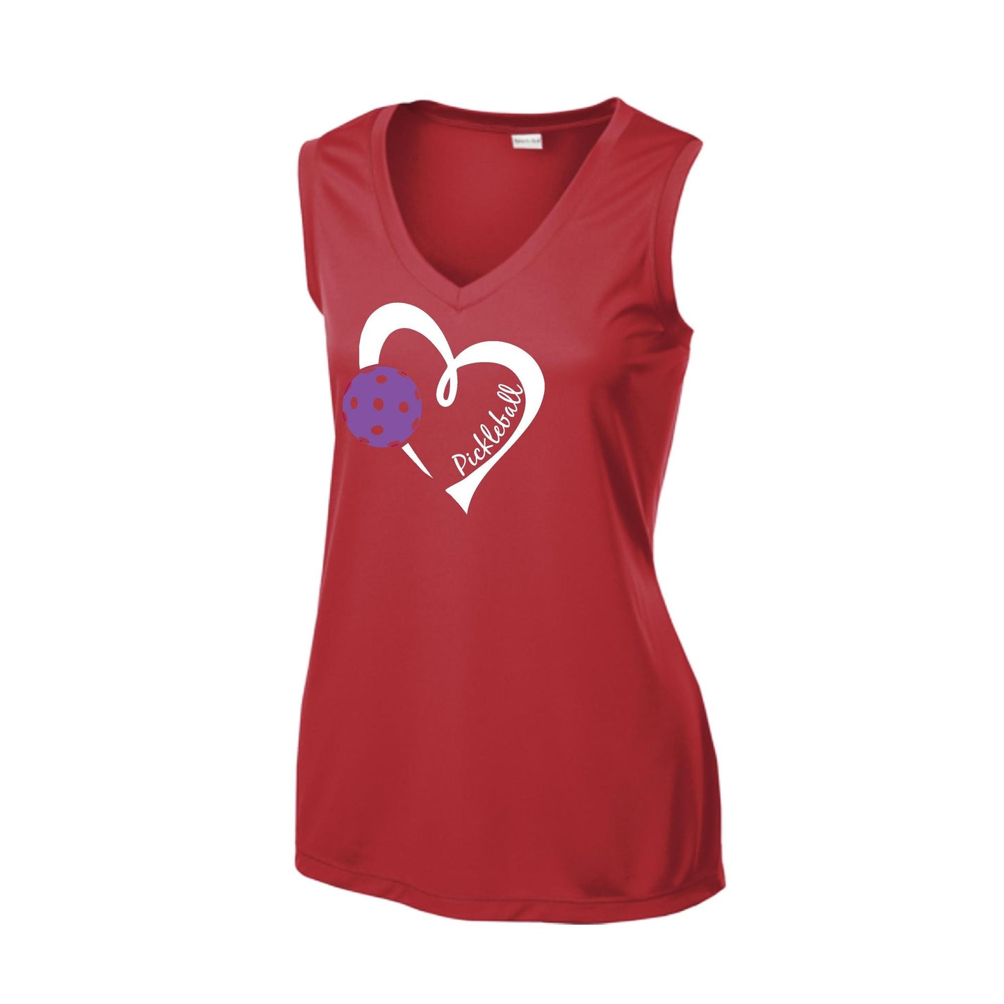 Pickleball Love (Purple) | Women’s Sleeveless Pickleball Performance T-Shirt | 100% Polyester