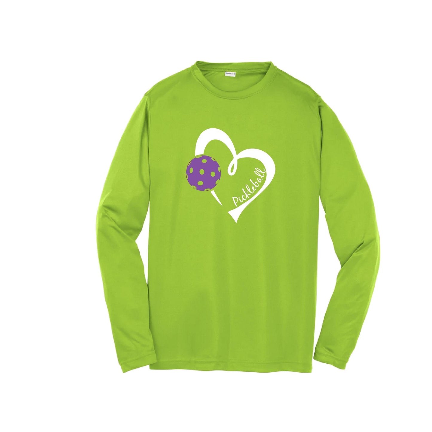 Pickleball Love (Purple) | Youth Long Sleeve Pickleball Performance T-Shirts | 100% Polyester