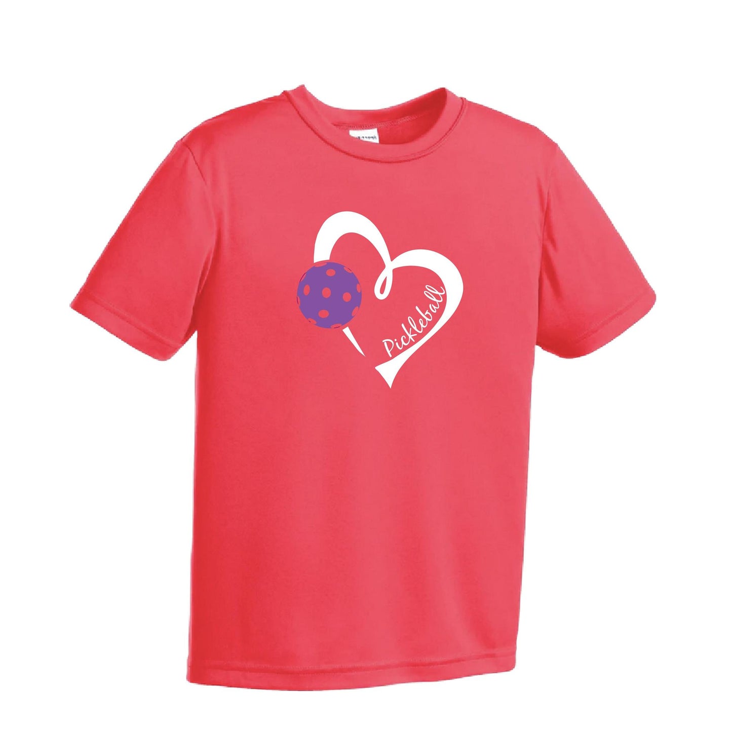 Pickleball Love (Purple) | Youth Short Sleeve Pickleball Performance T-Shirts | 100% Polyester