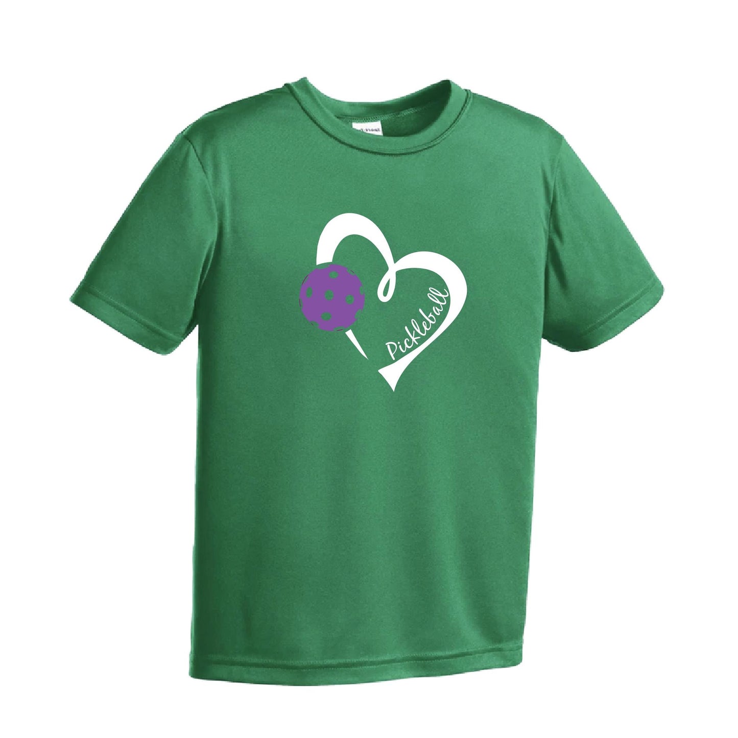 Pickleball Love (Purple) | Youth Short Sleeve Pickleball Performance T-Shirts | 100% Polyester