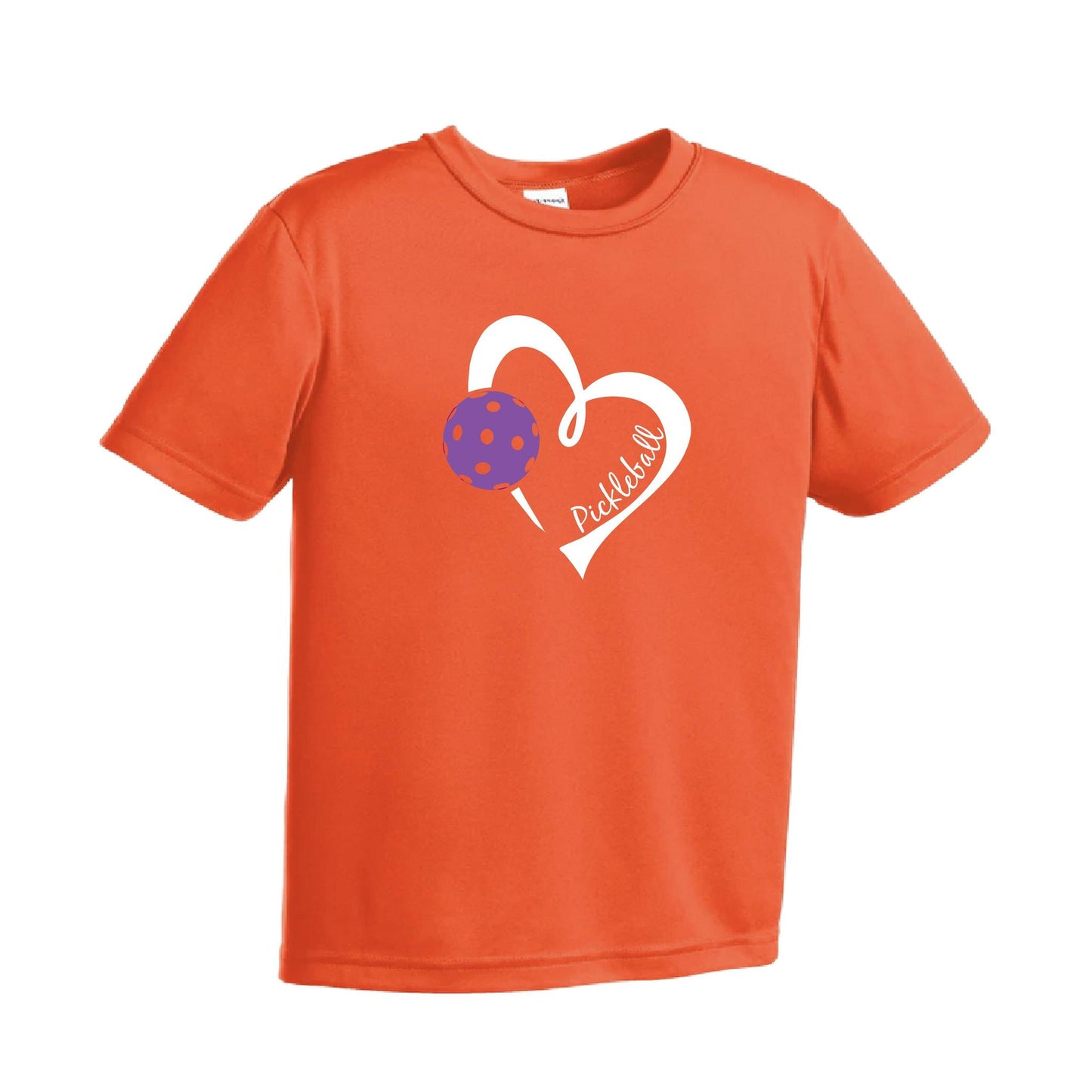 Pickleball Love (Purple) | Youth Short Sleeve Pickleball Performance T-Shirts | 100% Polyester