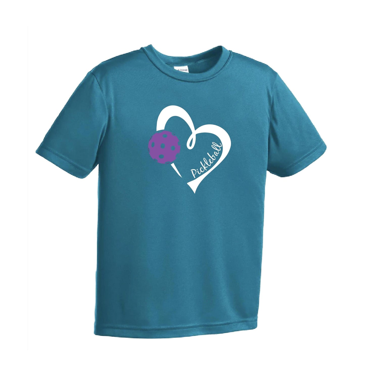 Pickleball Love (Purple) | Youth Short Sleeve Pickleball Performance T-Shirts | 100% Polyester