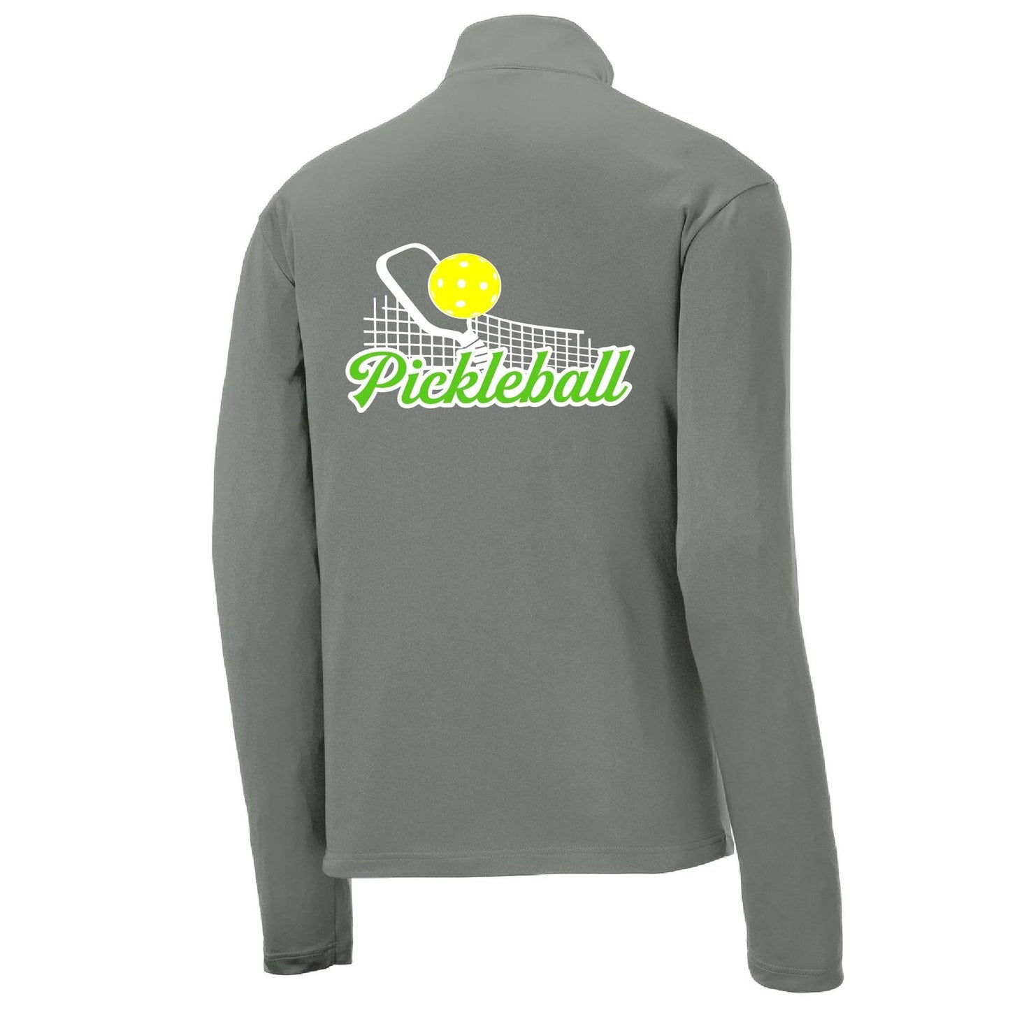 Pickleball Net | Men's 1/4 Zip Long Sleeve Pullover Athletic Performance Shirt | 100% Polyester