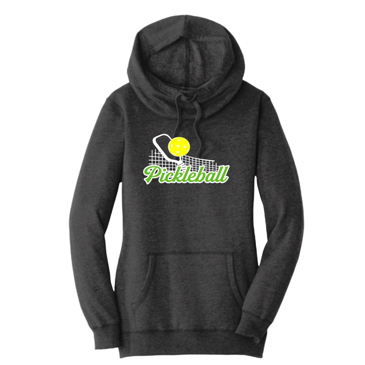 Pickleball Net | Women’s Cowl-Neck Hoodie Pickleball Sweatshirt | 55% Cotton 45% Poly Fleece