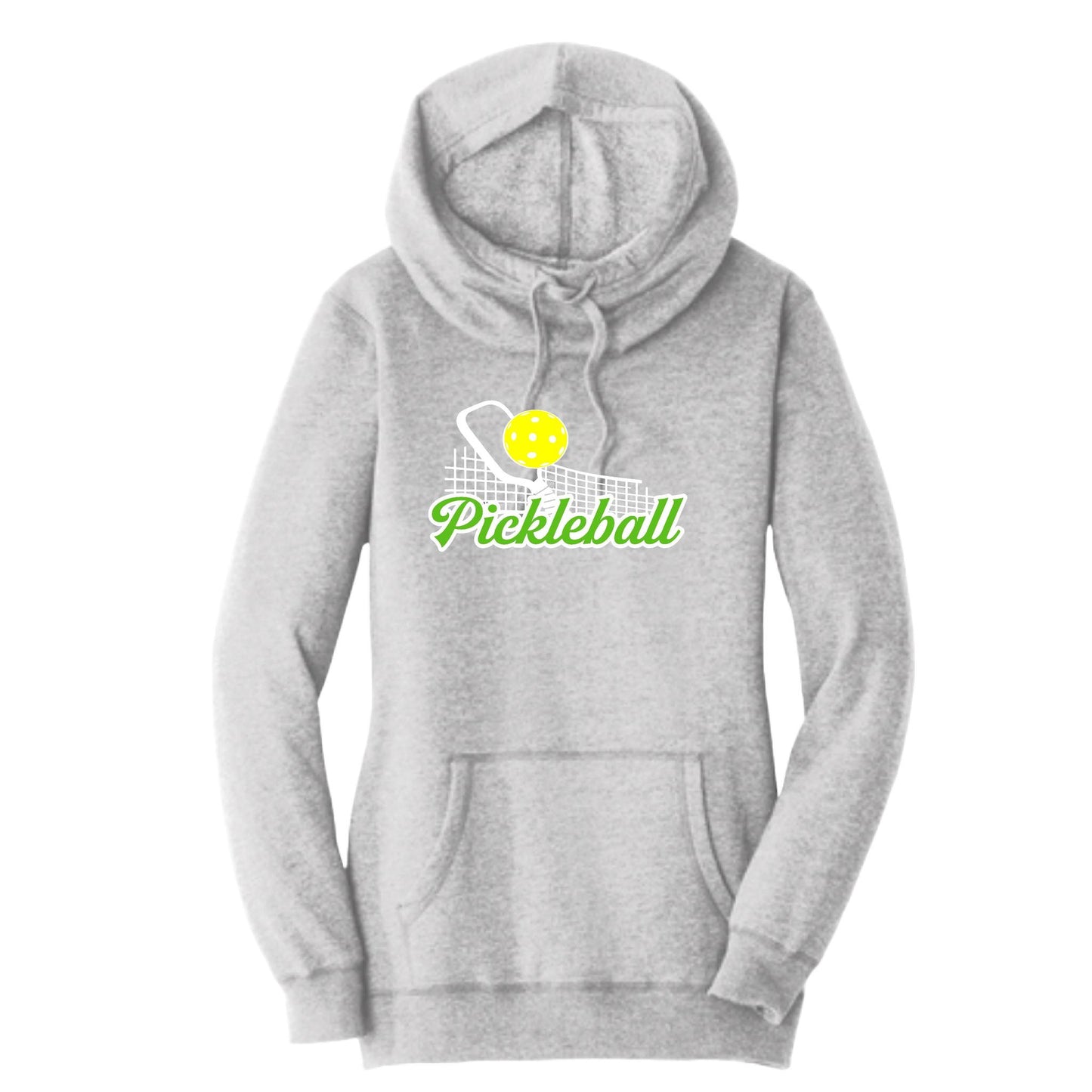Pickleball Net | Women’s Cowl-Neck Hoodie Pickleball Sweatshirt | 55% Cotton 45% Poly Fleece