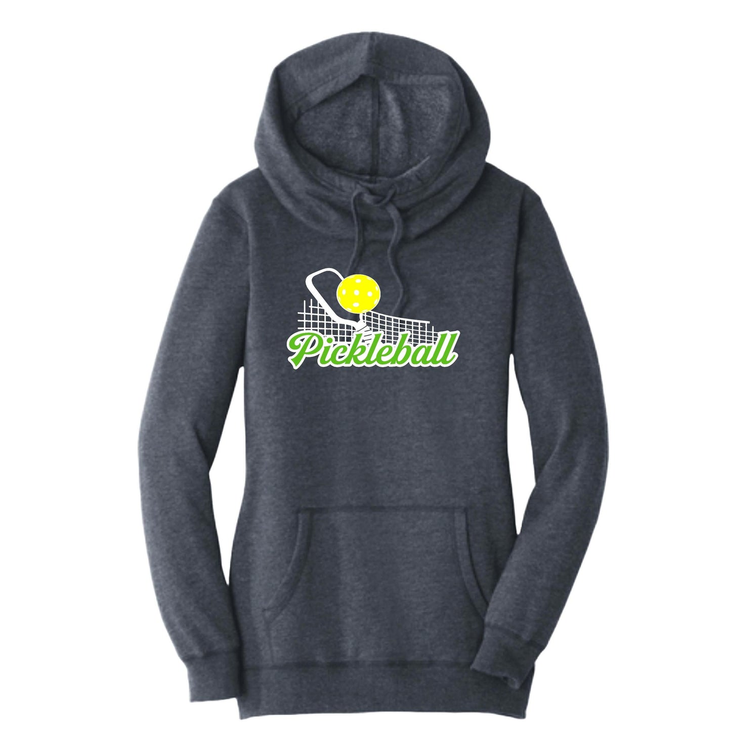 Pickleball Net | Women’s Cowl-Neck Hoodie Pickleball Sweatshirt | 55% Cotton 45% Poly Fleece