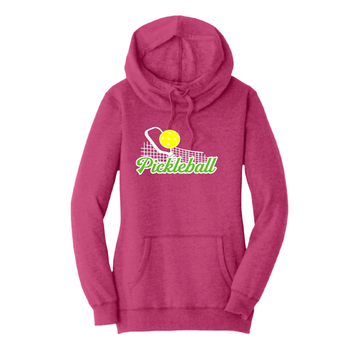 Pickleball Net | Women’s Cowl-Neck Hoodie Pickleball Sweatshirt | 55% Cotton 45% Poly Fleece