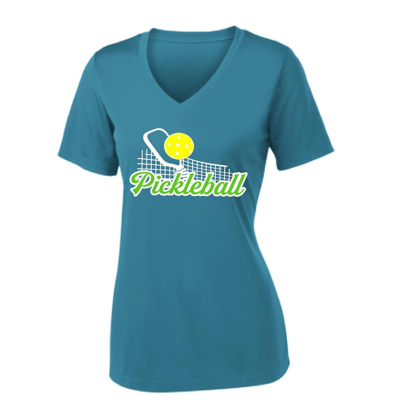 Pickleball Net | Women's Short Sleeve V-Neck Pickleball Performance T-Shirts | 100% Polyester