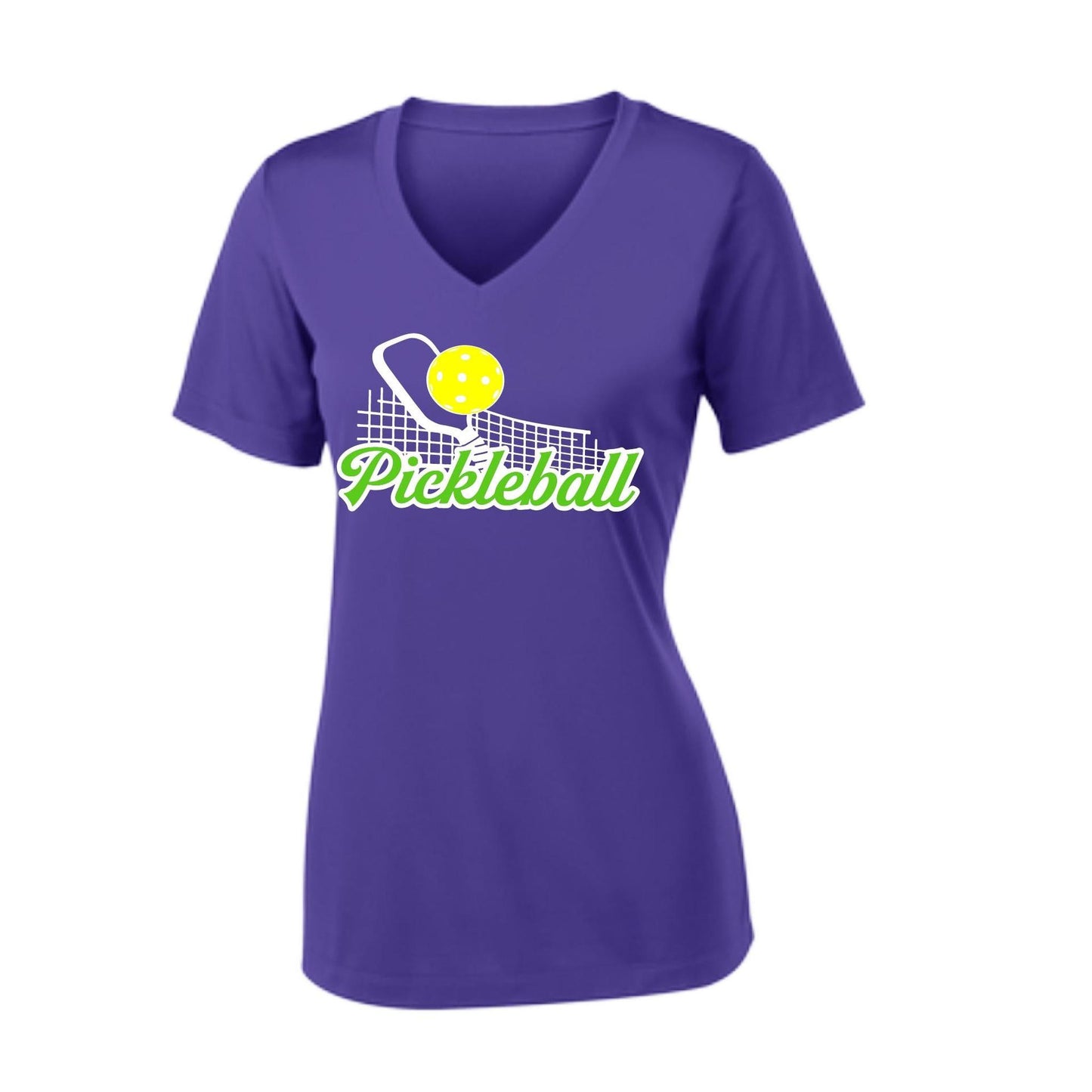 Pickleball Net | Women's Short Sleeve V-Neck Pickleball Performance T-Shirts | 100% Polyester