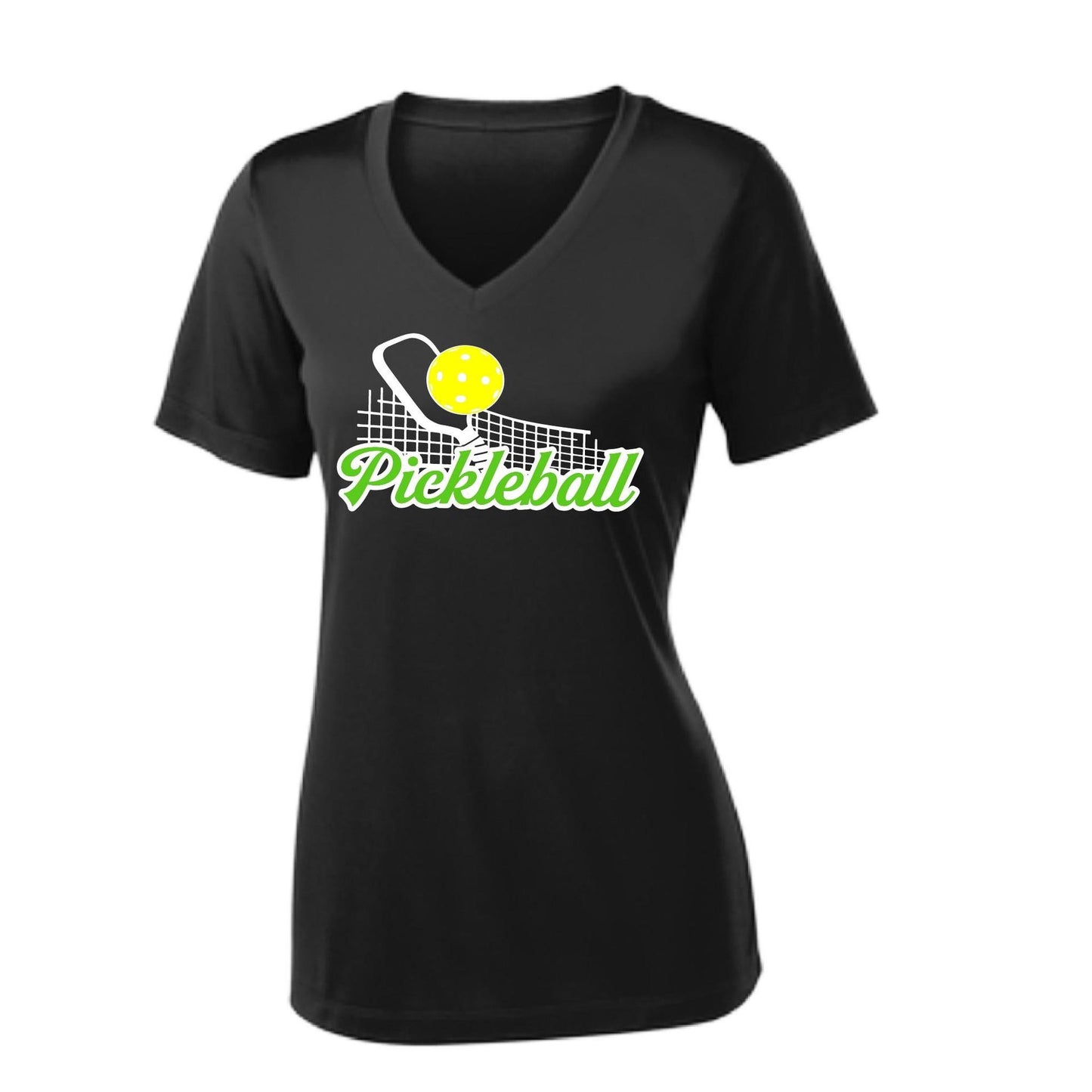 Pickleball Net | Women's Short Sleeve V-Neck Pickleball Performance T-Shirts | 100% Polyester