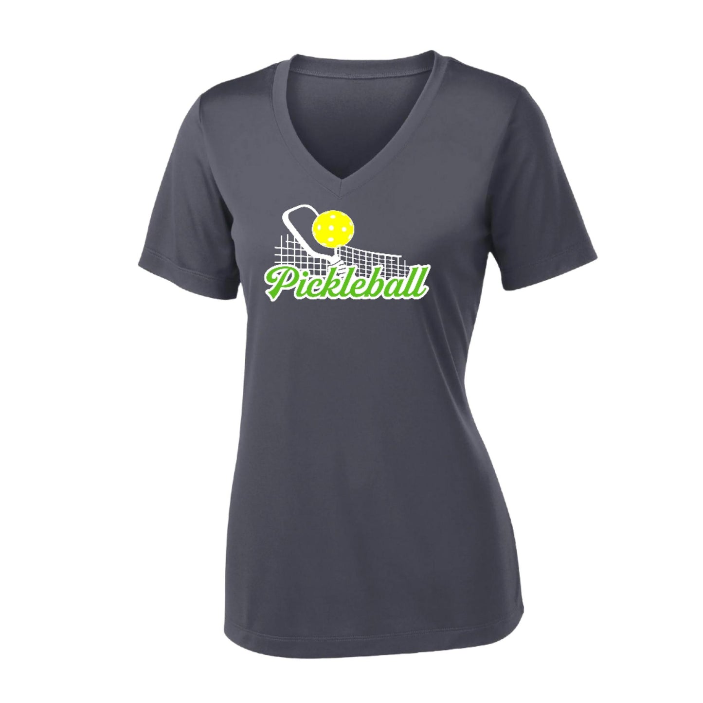 Pickleball Net | Women's Short Sleeve V-Neck Pickleball Performance T-Shirts | 100% Polyester