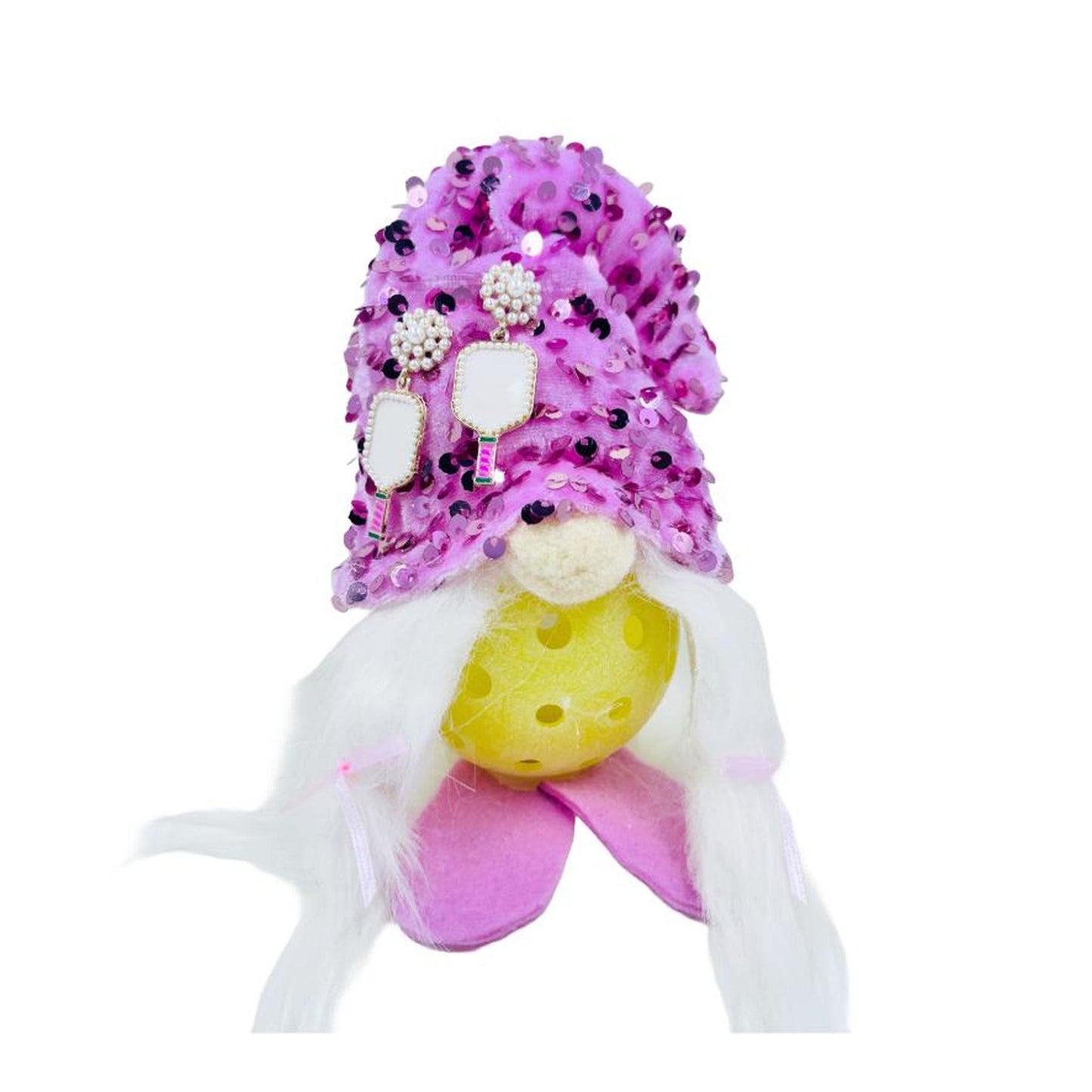 Pickleball Pearl Cluster Earrings With Pickleball Gnome | Pickleball Jewelry | Fun Pickleball Gifts