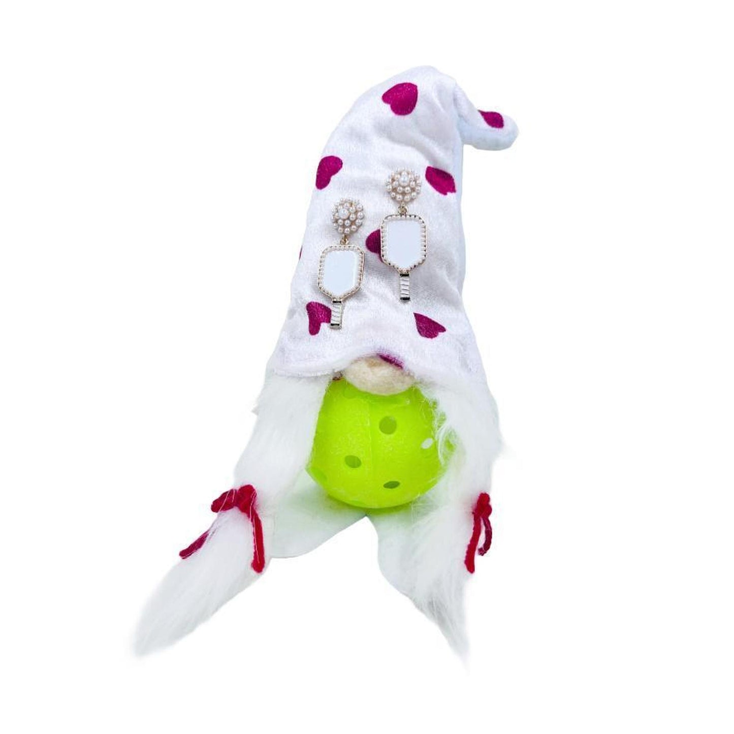 Pickleball Pearl Cluster Earrings With Pickleball Gnome | Pickleball Jewelry | Fun Pickleball Gifts