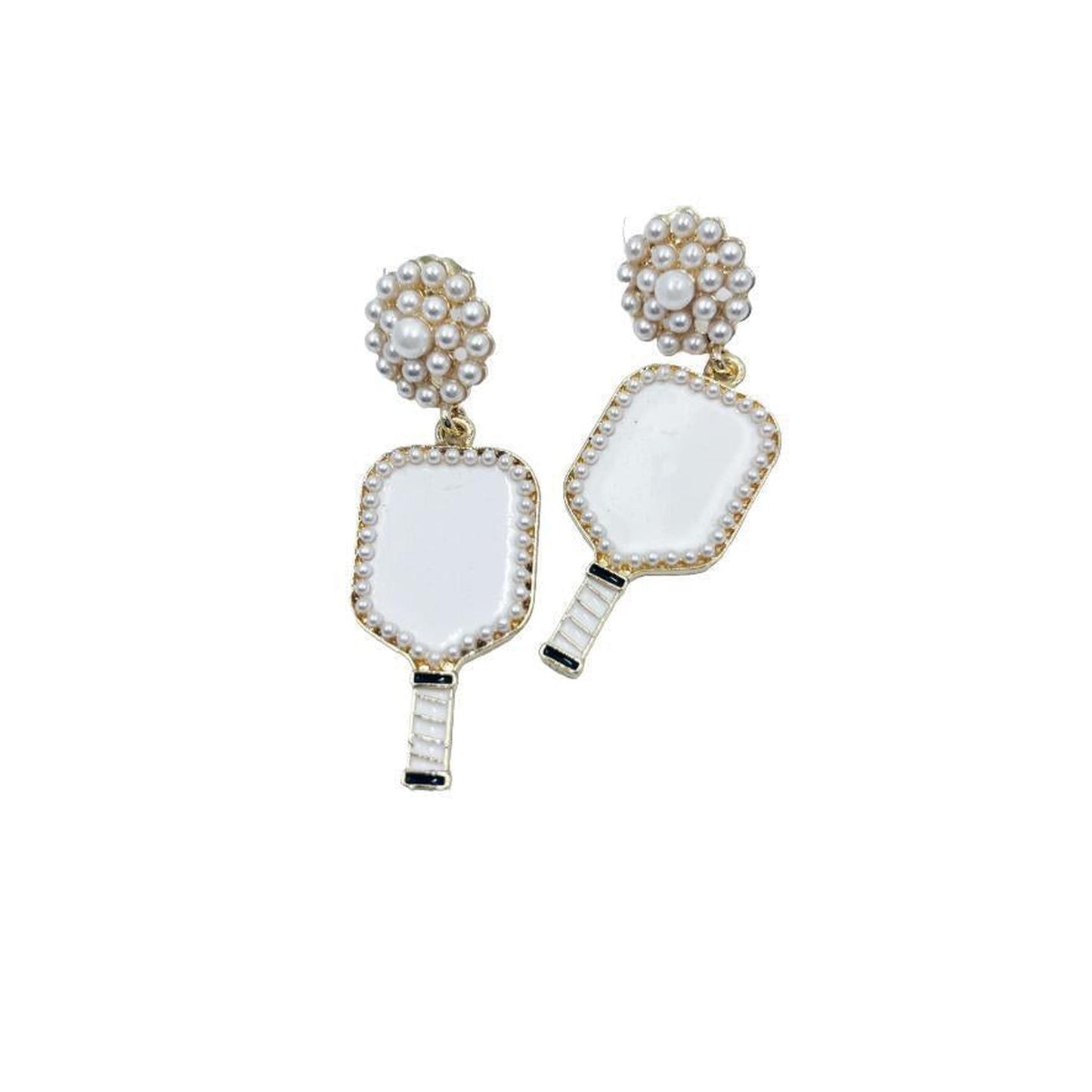 Pickleball Pearl Cluster Earrings With Pickleball Gnome | Pickleball Jewelry | Fun Pickleball Gifts