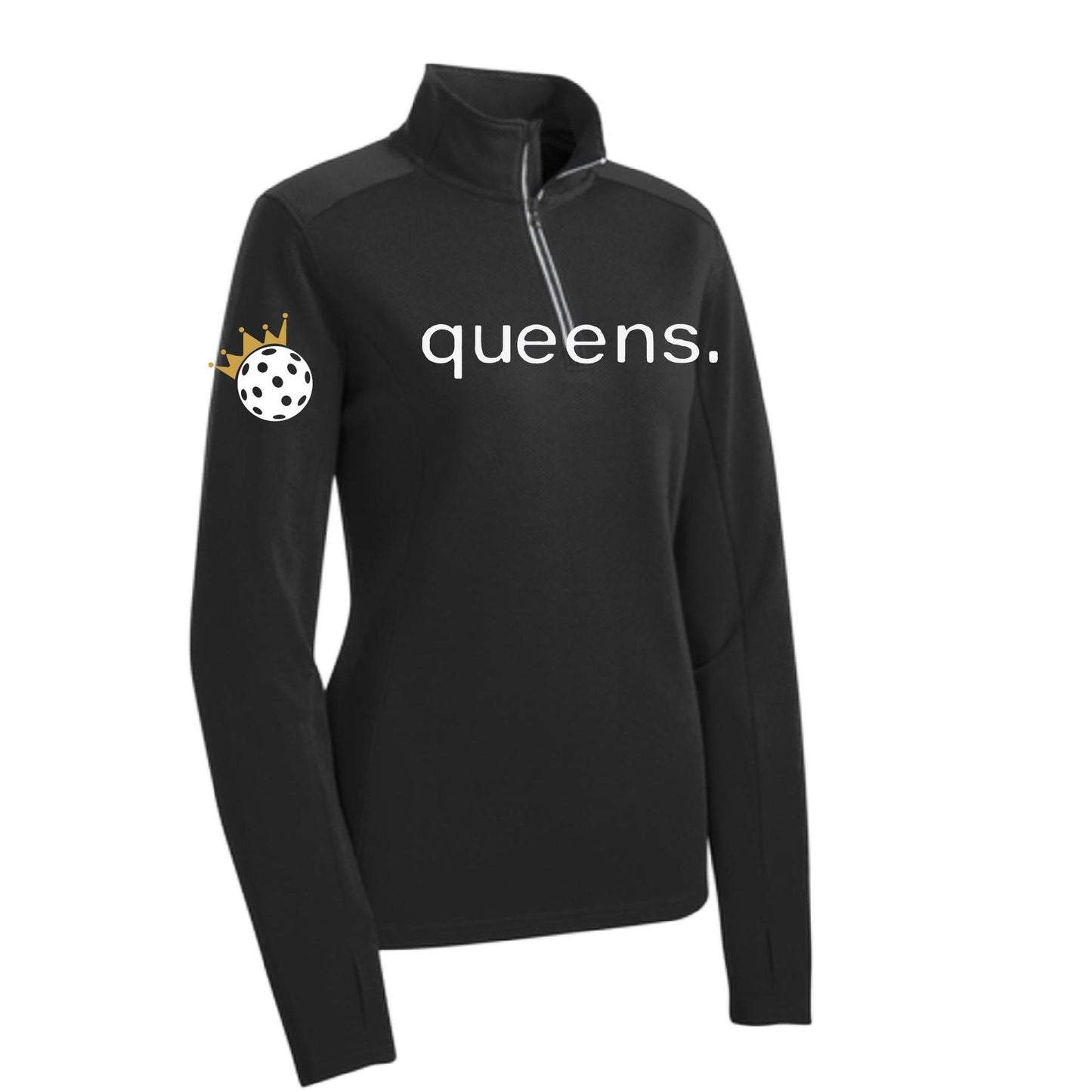 Pickleball Queens and Crown | Women's 1/4 Zip Pullover Athletic Performance Performance Shirt | 100% Polyester