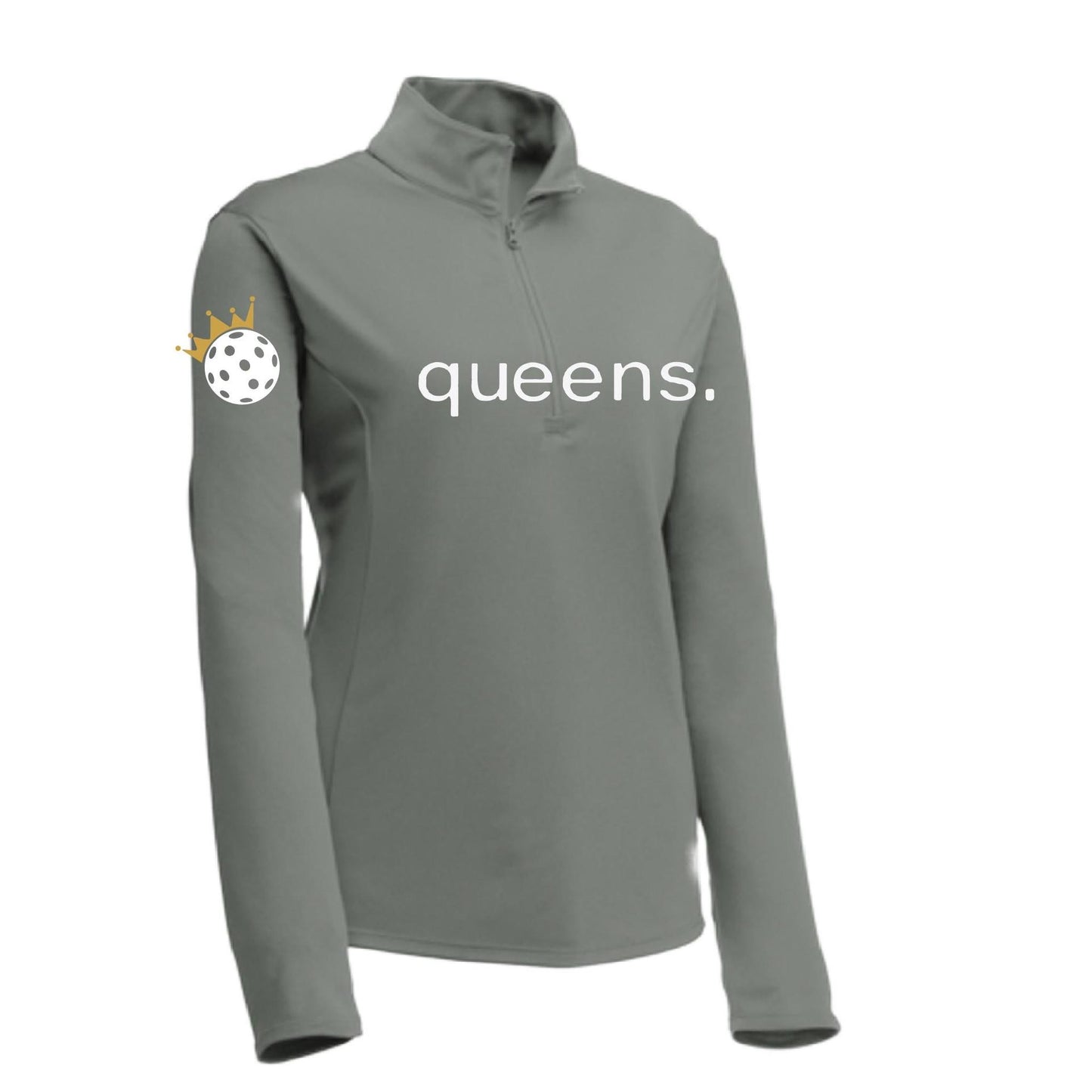 Pickleball Queens and Crown | Women's 1/4 Zip Pullover Athletic Performance Performance Shirt | 100% Polyester
