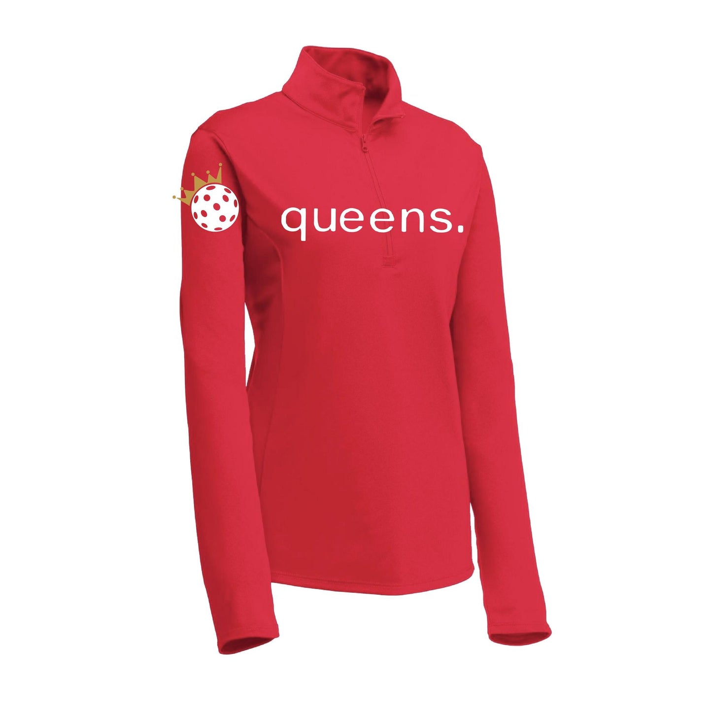 Pickleball Queens and Crown | Women's 1/4 Zip Pullover Athletic Performance Performance Shirt | 100% Polyester