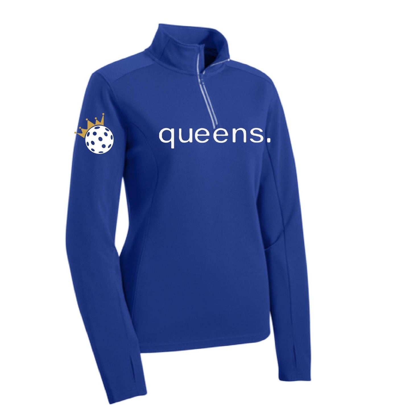 Pickleball Queens and Crown | Women's 1/4 Zip Pullover Athletic Performance Performance Shirt | 100% Polyester