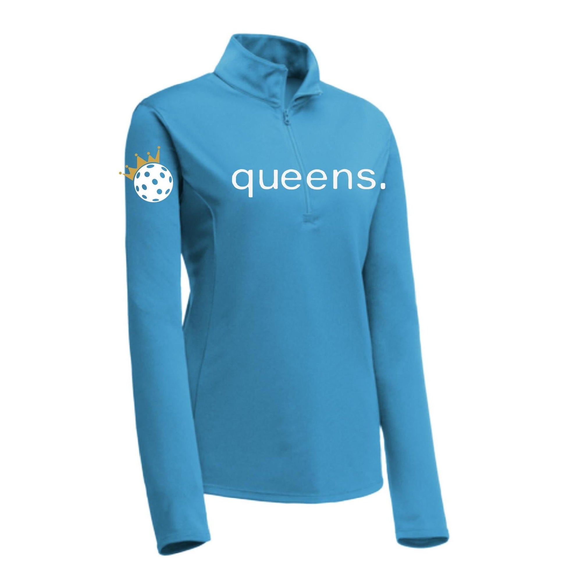 Pickleball Queens and Crown | Women's 1/4 Zip Pullover Athletic Performance Performance Shirt | 100% Polyester