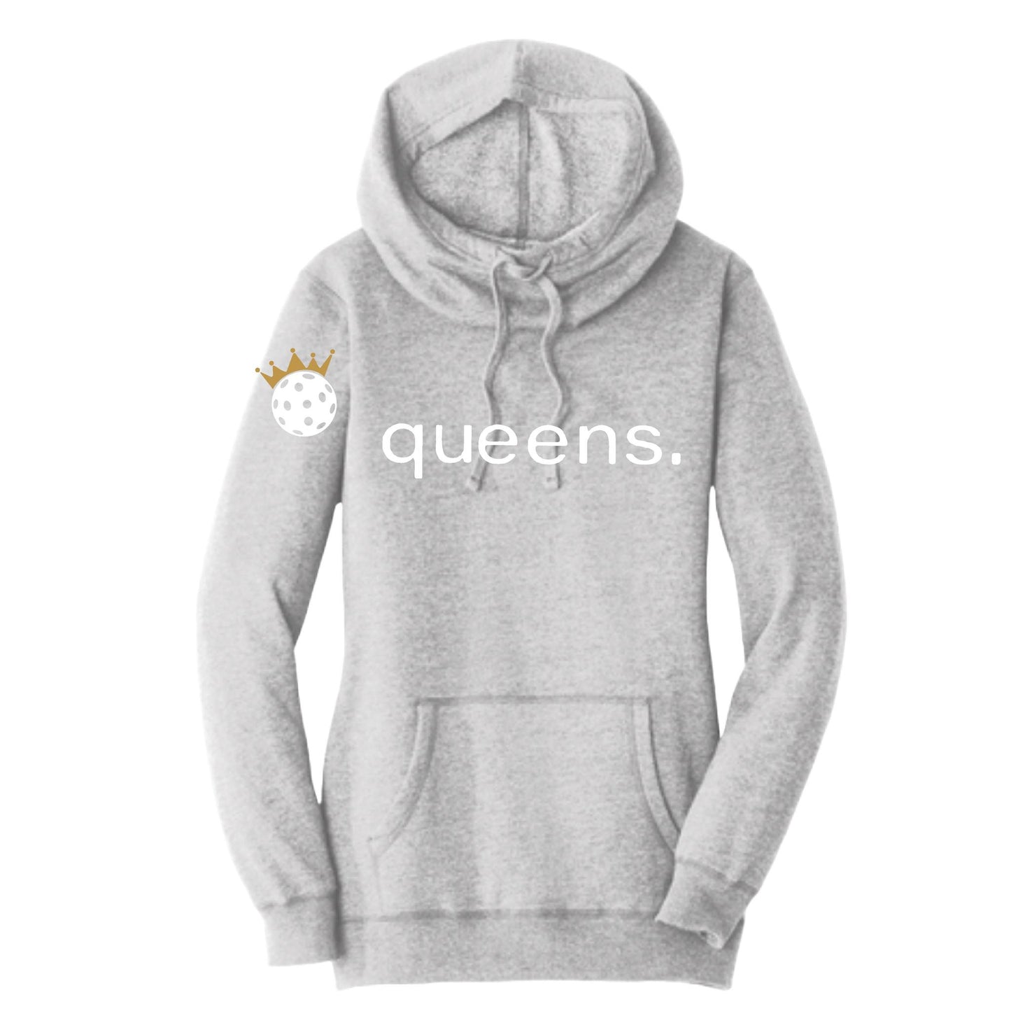 Pickleball Queens and Crown | Women’s Cowl-Neck Hoodie Pickleball Sweatshirt | 55% Cotton 45% Poly Fleece