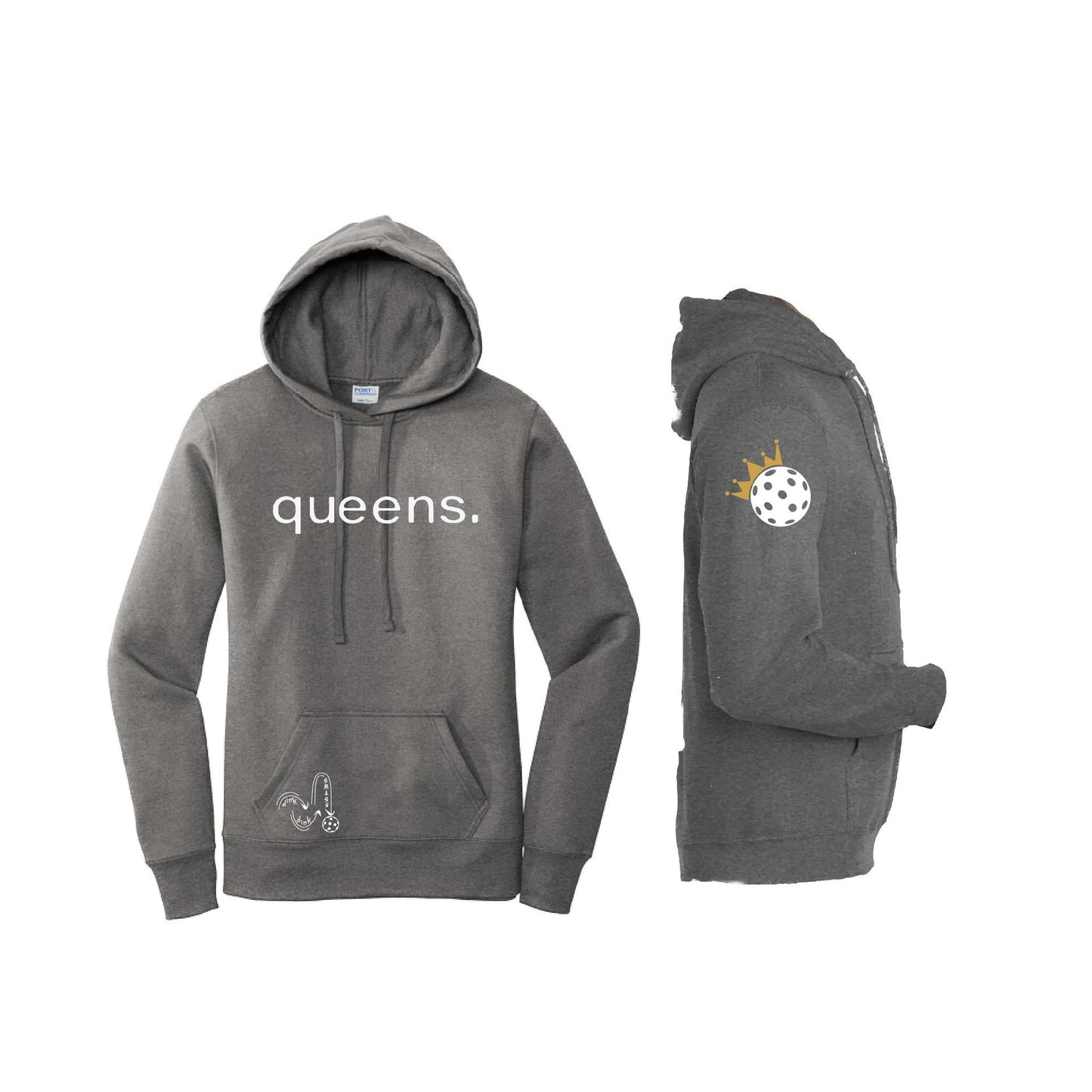Pickleball Queens and Crown | Women’s Fitted Hoodie Pickleball Sweatshirt | 50% Cotton 50% Poly Fleece