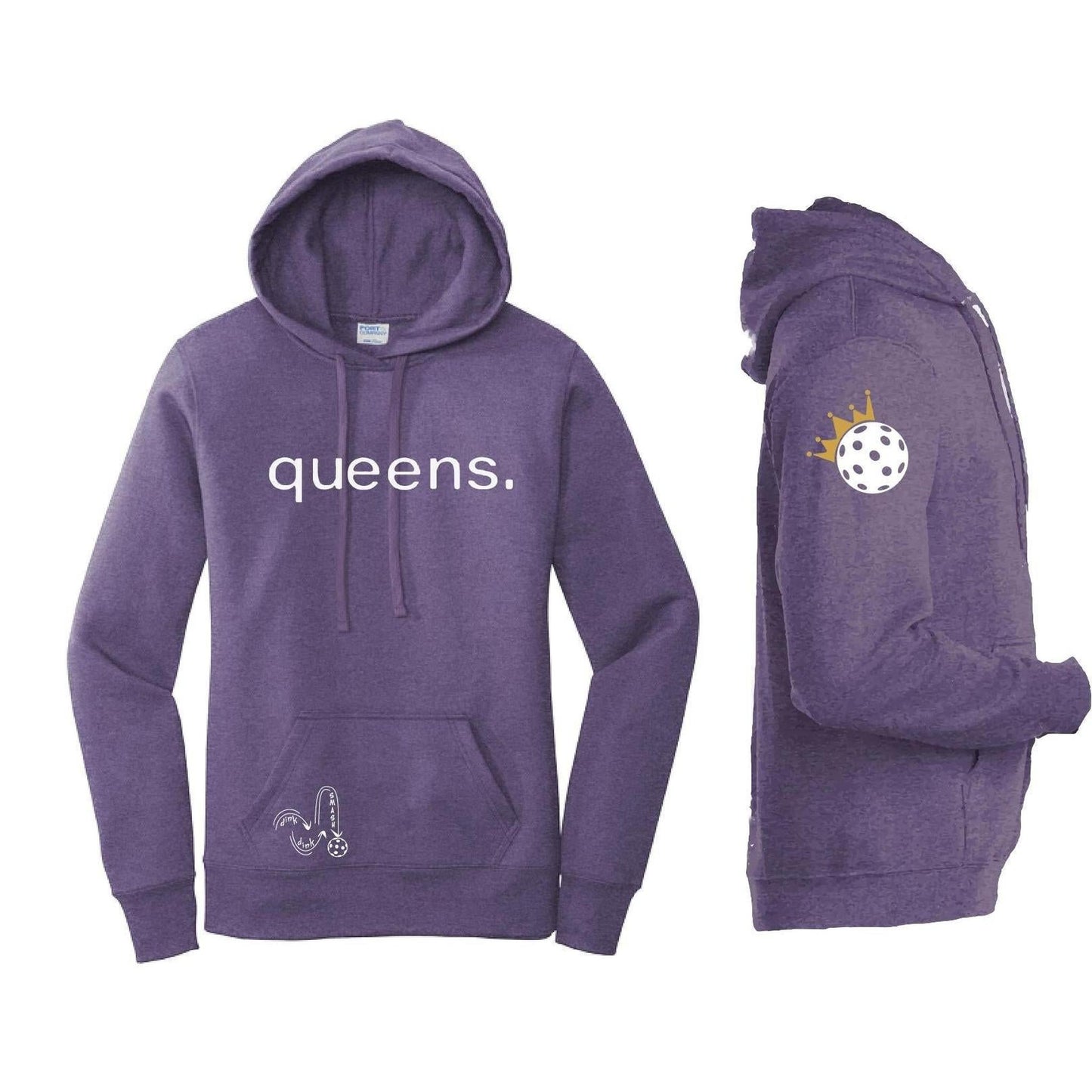 Pickleball Queens and Crown | Women’s Fitted Hoodie Pickleball Sweatshirt | 50% Cotton 50% Poly Fleece